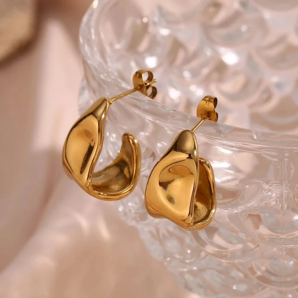 Golden Horizon Creole Earrings - GlamoROZ