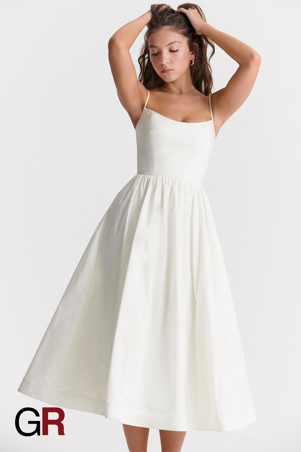 Vibrant Suspender White Dress - GlamoROZ