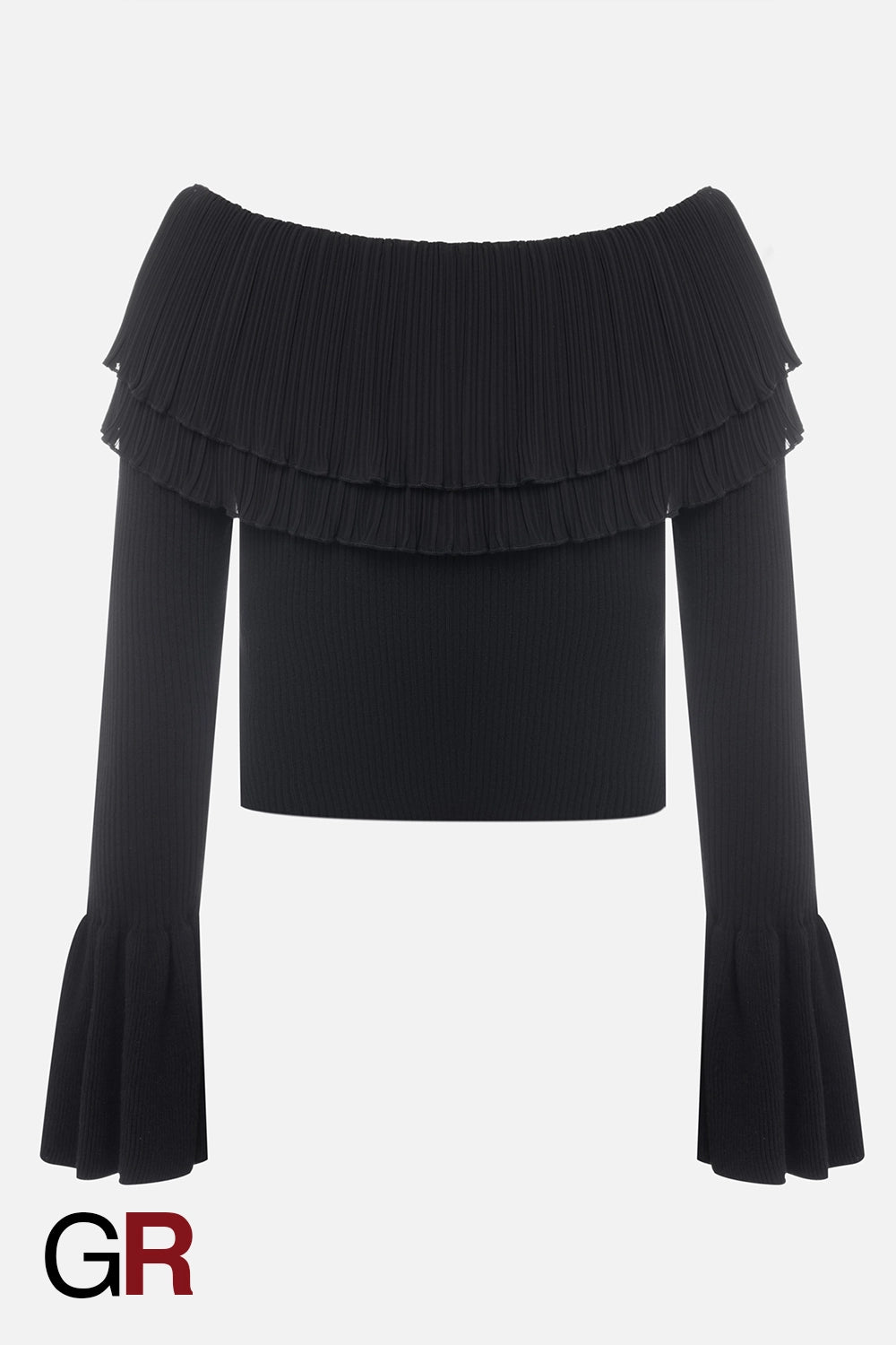 Opulent Black Off-Shoulder Knitwear - GlamoROZ
