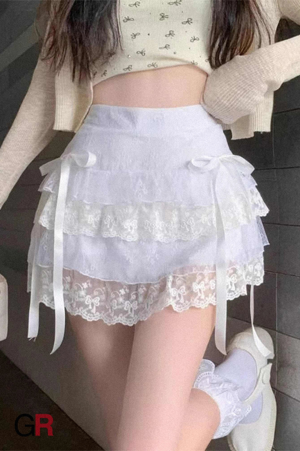 White Cake Dress Women's High Waist Bubble Skirt