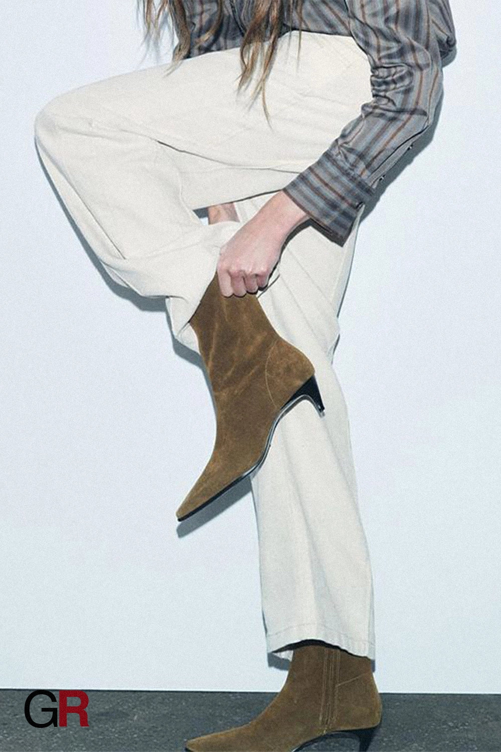 Square Toe High Heel Middle Boots Side Zipper Retro Kitten Heel Booties