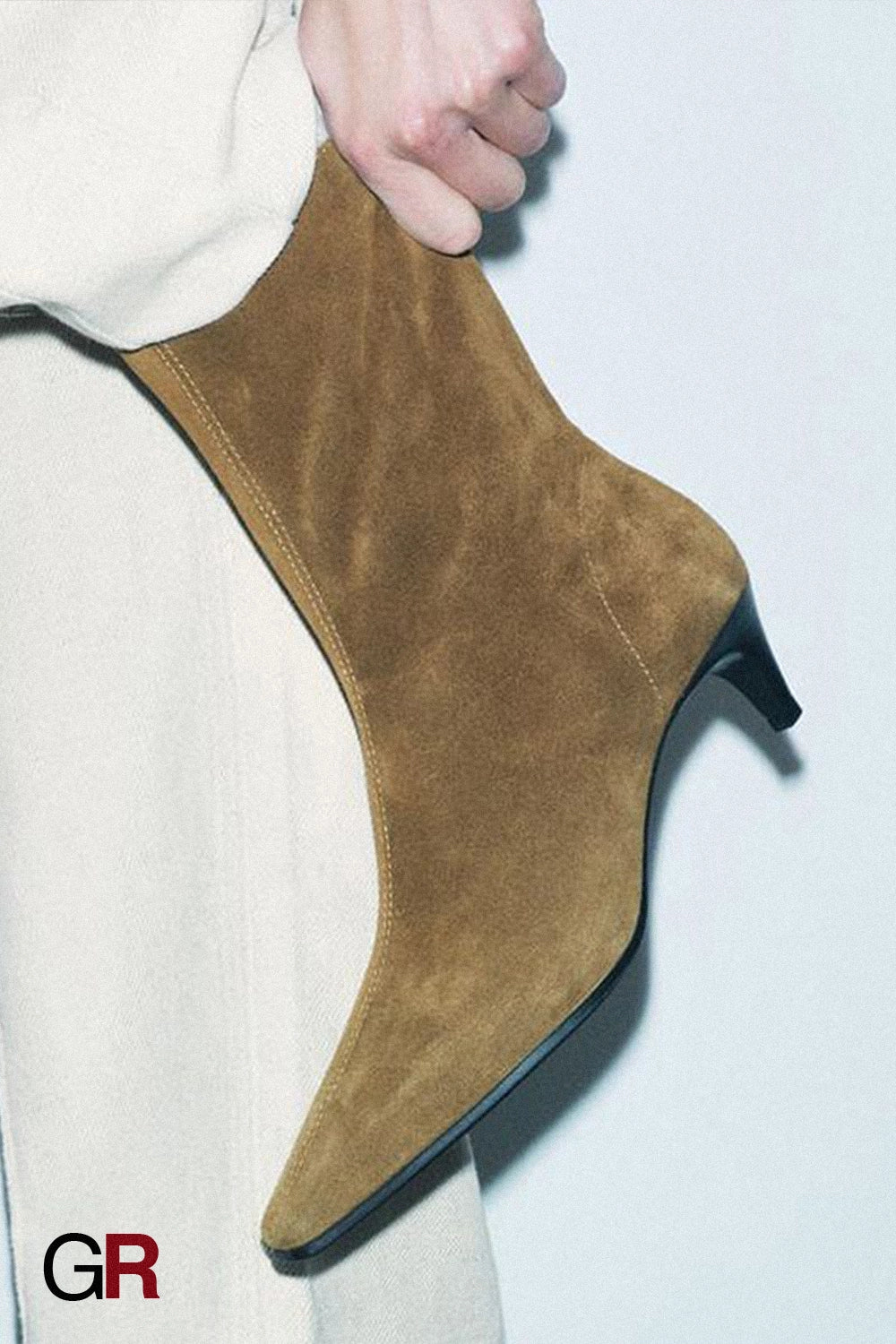 Square Toe High Heel Middle Boots Side Zipper Retro Kitten Heel Booties