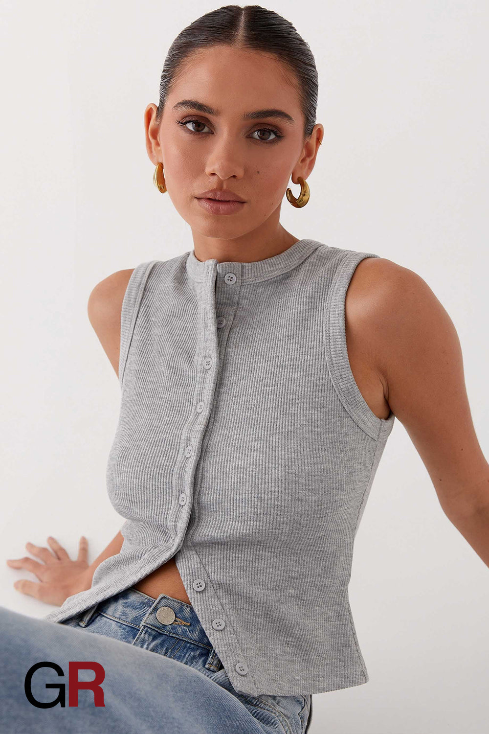Regal Contour Grey Sleeveless Waistcoat - GlamoROZ