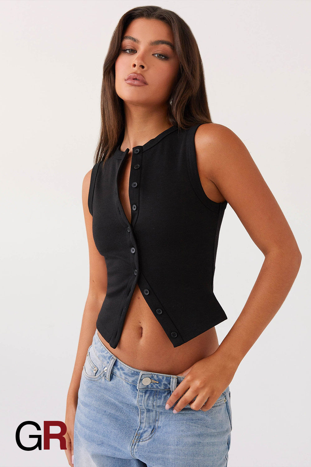 Regal Contour Black Sleeveless Waistcoat - GlamoROZ