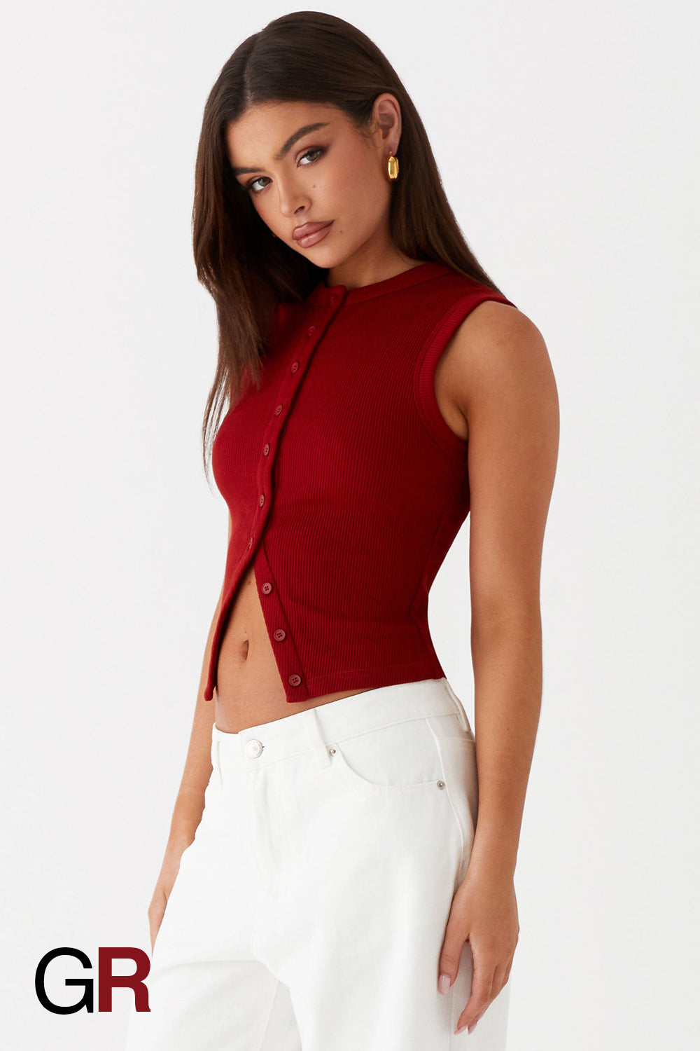 Regal Contour Red Sleeveless Waistcoat - GlamoROZ