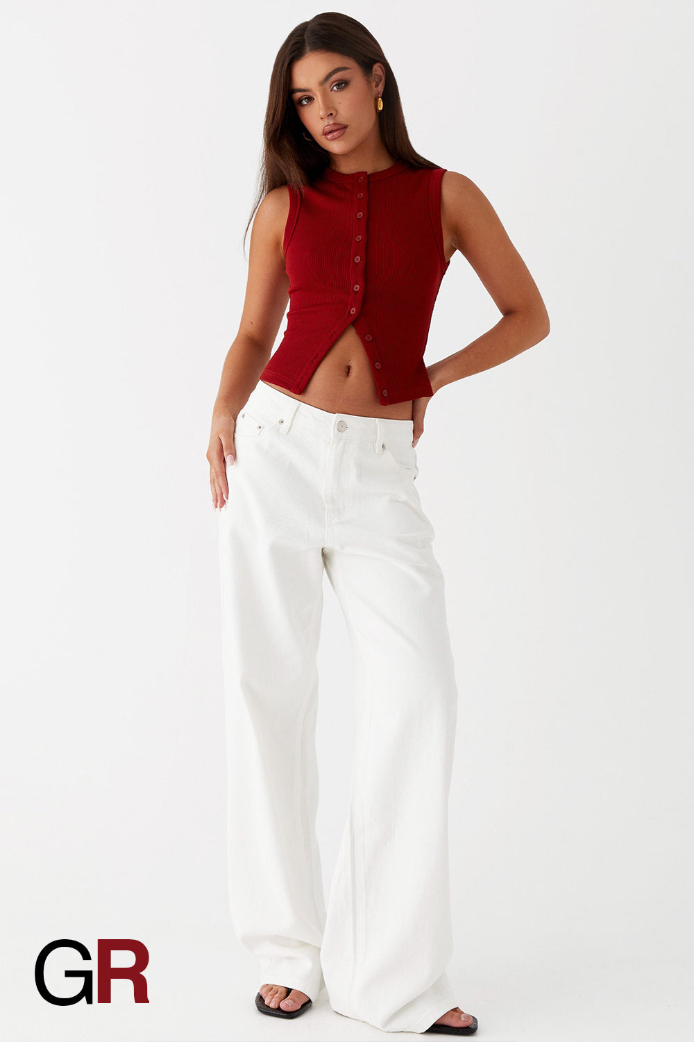 Regal Contour Red Sleeveless Waistcoat - GlamoROZ