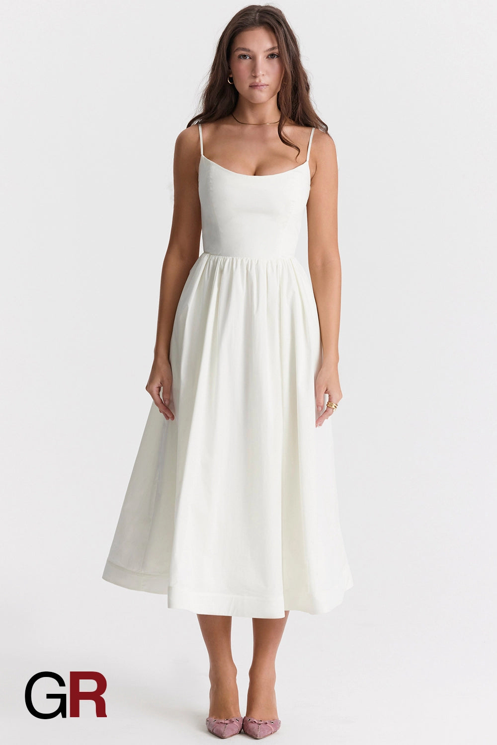 Vibrant Suspender White Dress - GlamoROZ