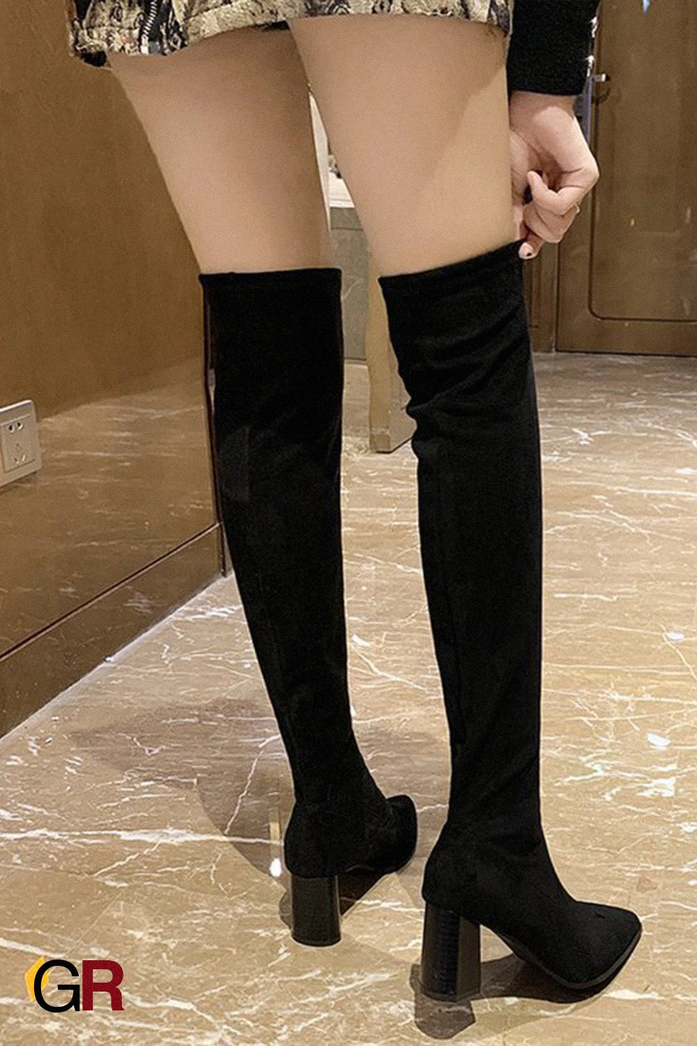 Pointed High Heels And Fleece Thick Heel Boots