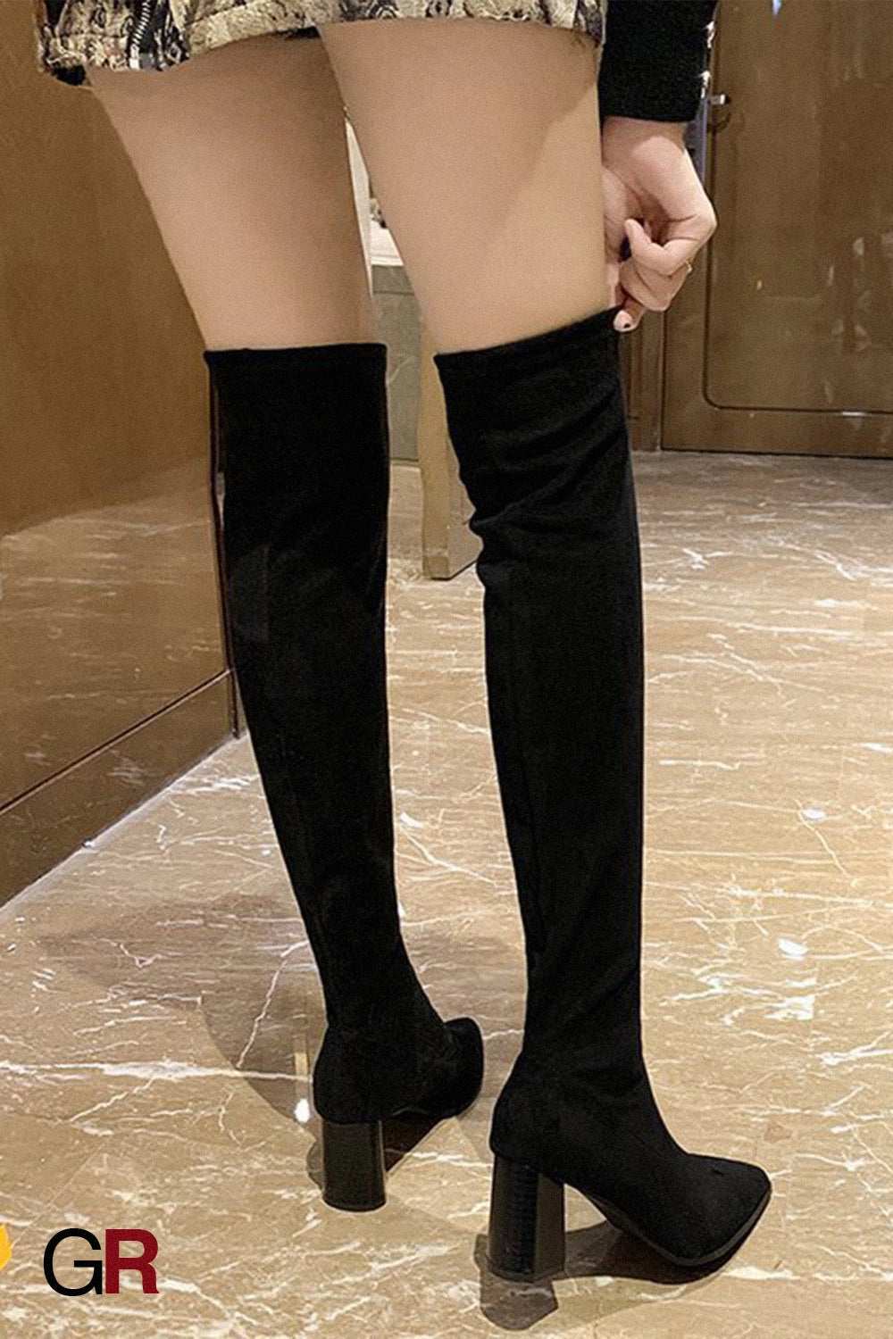 Pointed High Heels And Fleece Thick Heel Boots