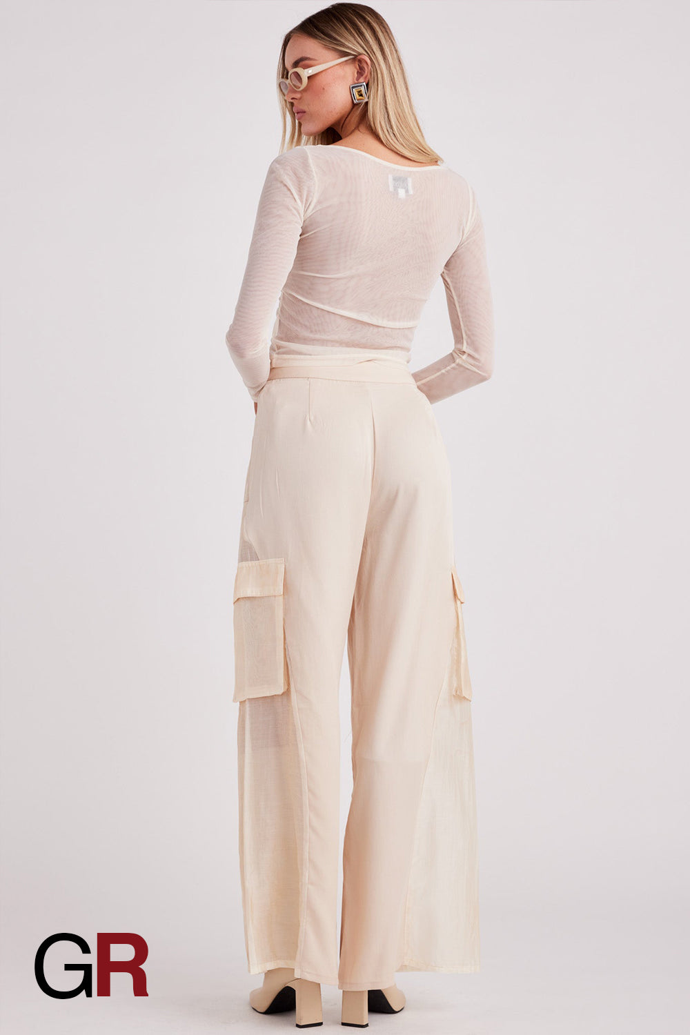 Celeste Sheer Allure Mesh white Crop Top - GlamoROZ