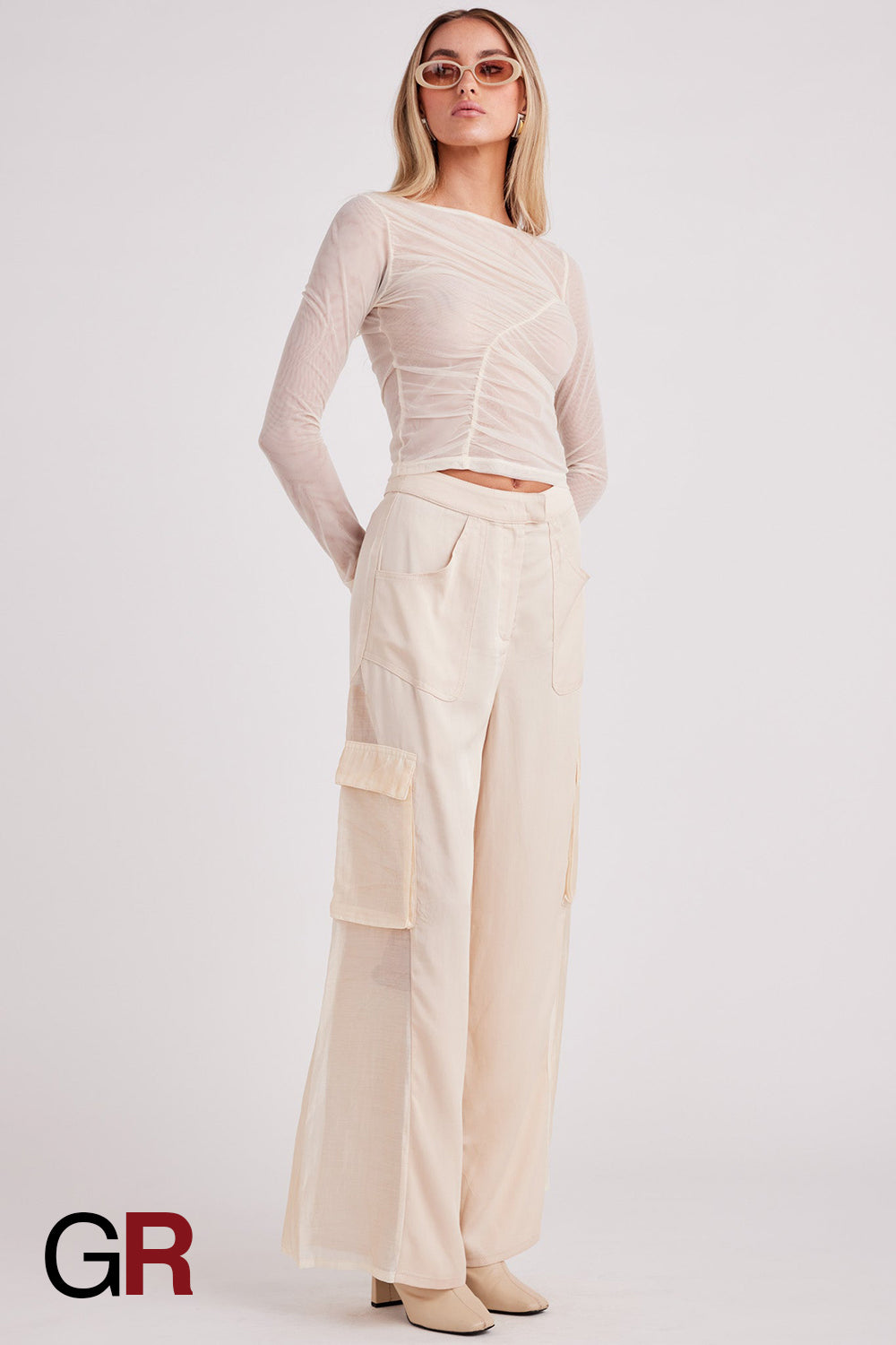 Celeste Sheer Allure Mesh white Crop Top - GlamoROZ