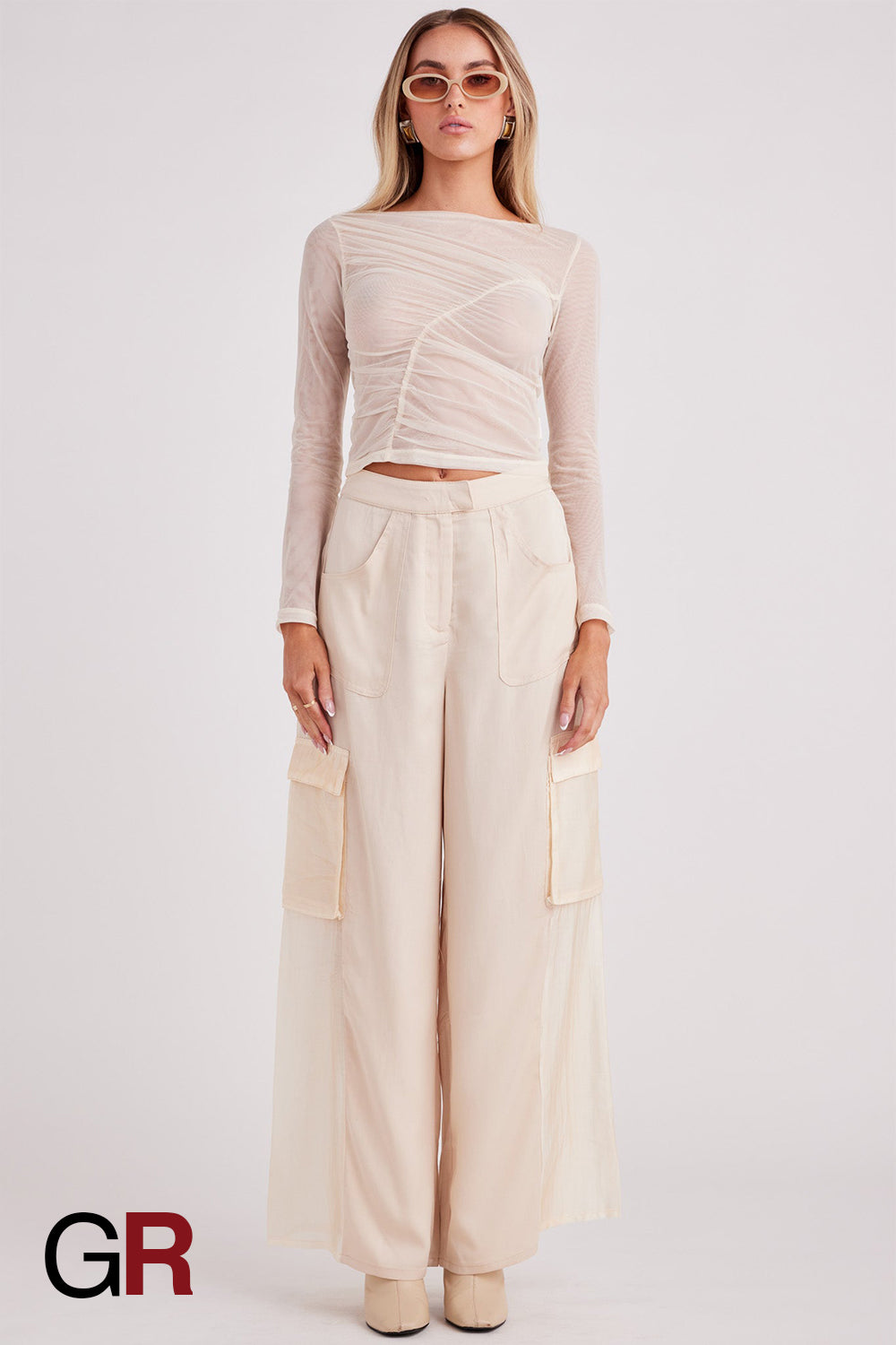 Celeste Sheer Allure Mesh white Crop Top - GlamoROZ