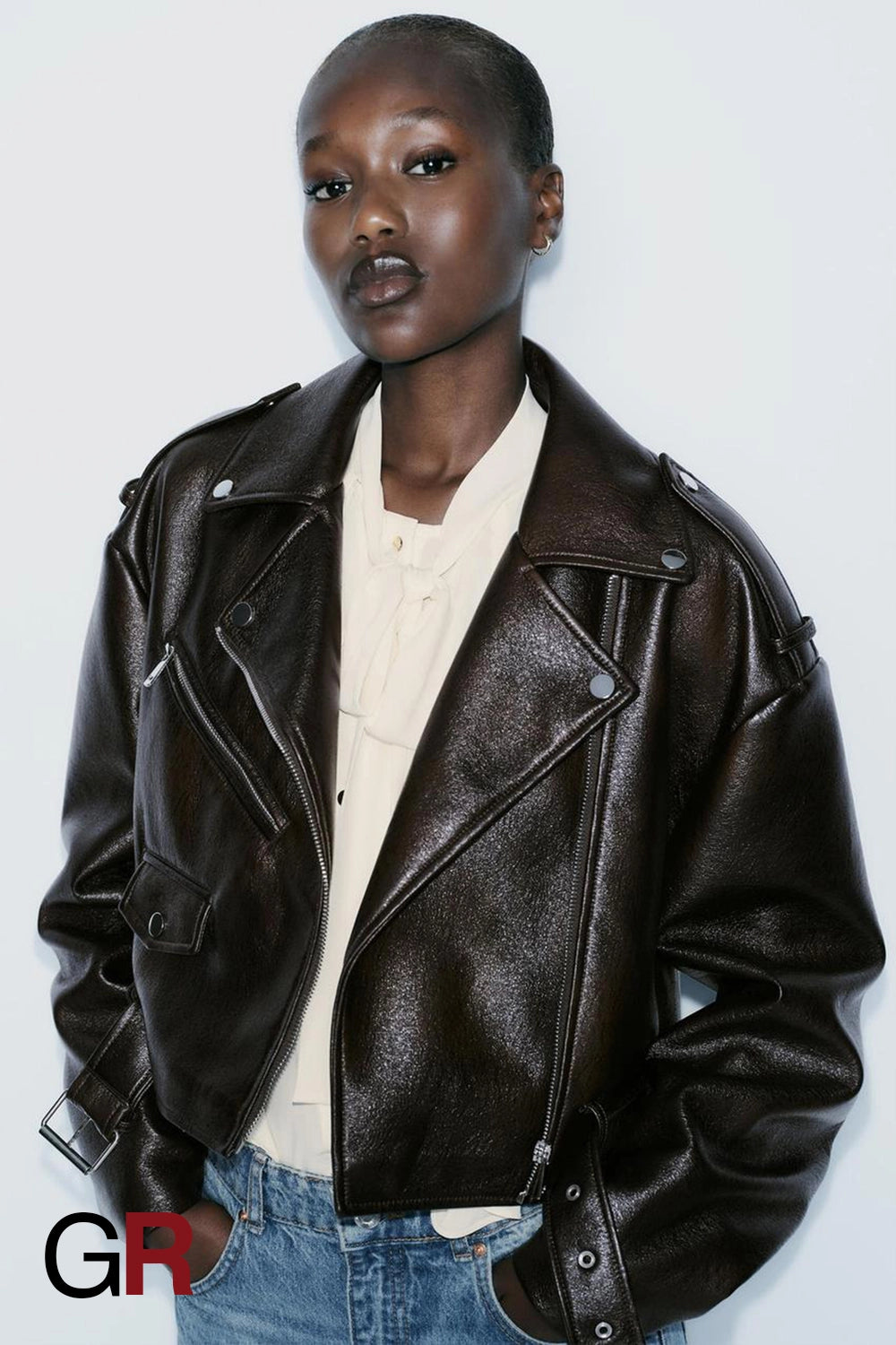 Luxe Lapel Faux Leather Jacket - GlamoROZ