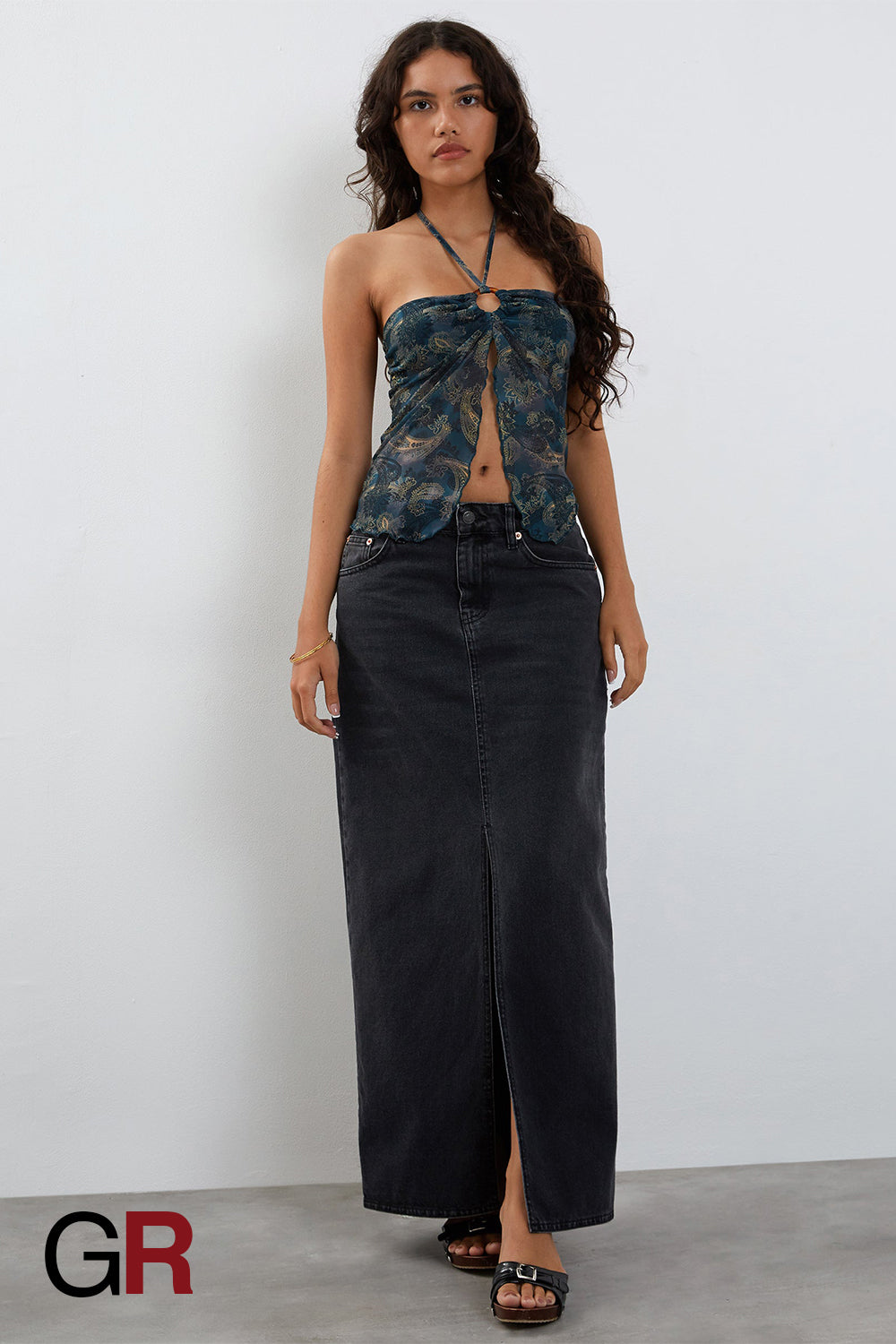 Floral Charm Mesh Halter Top - GlamoROZ