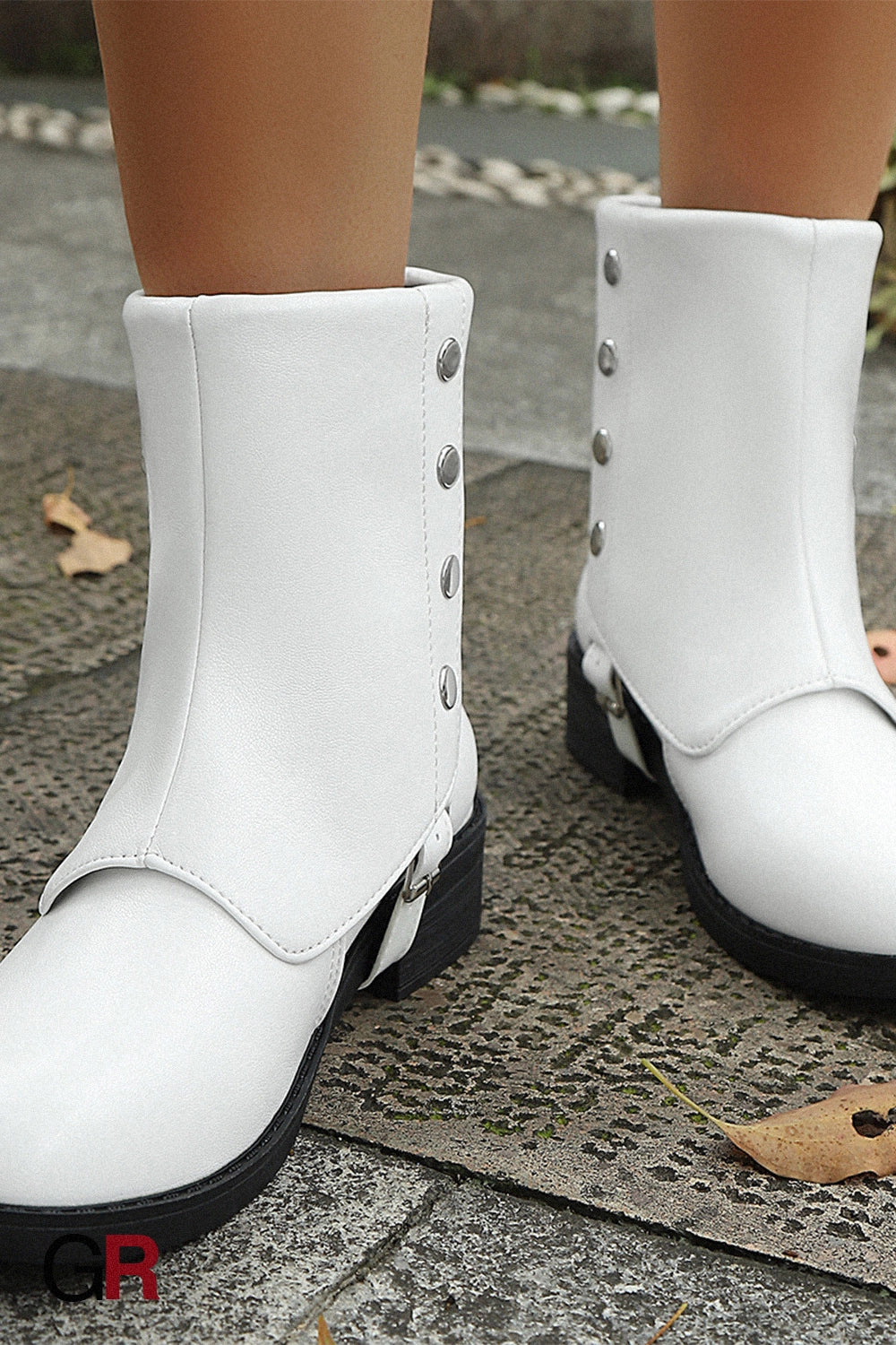 Belt Buckle Low Heel Knee-high Boots Plus Size Women's Boots