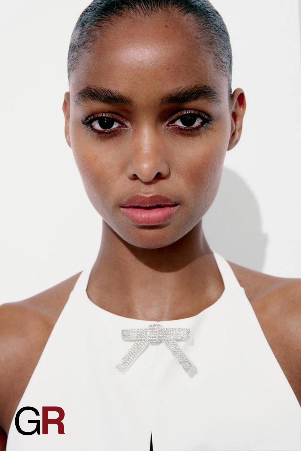 Bowknot Decoration Hanging Collar White Top - GlamoROZ