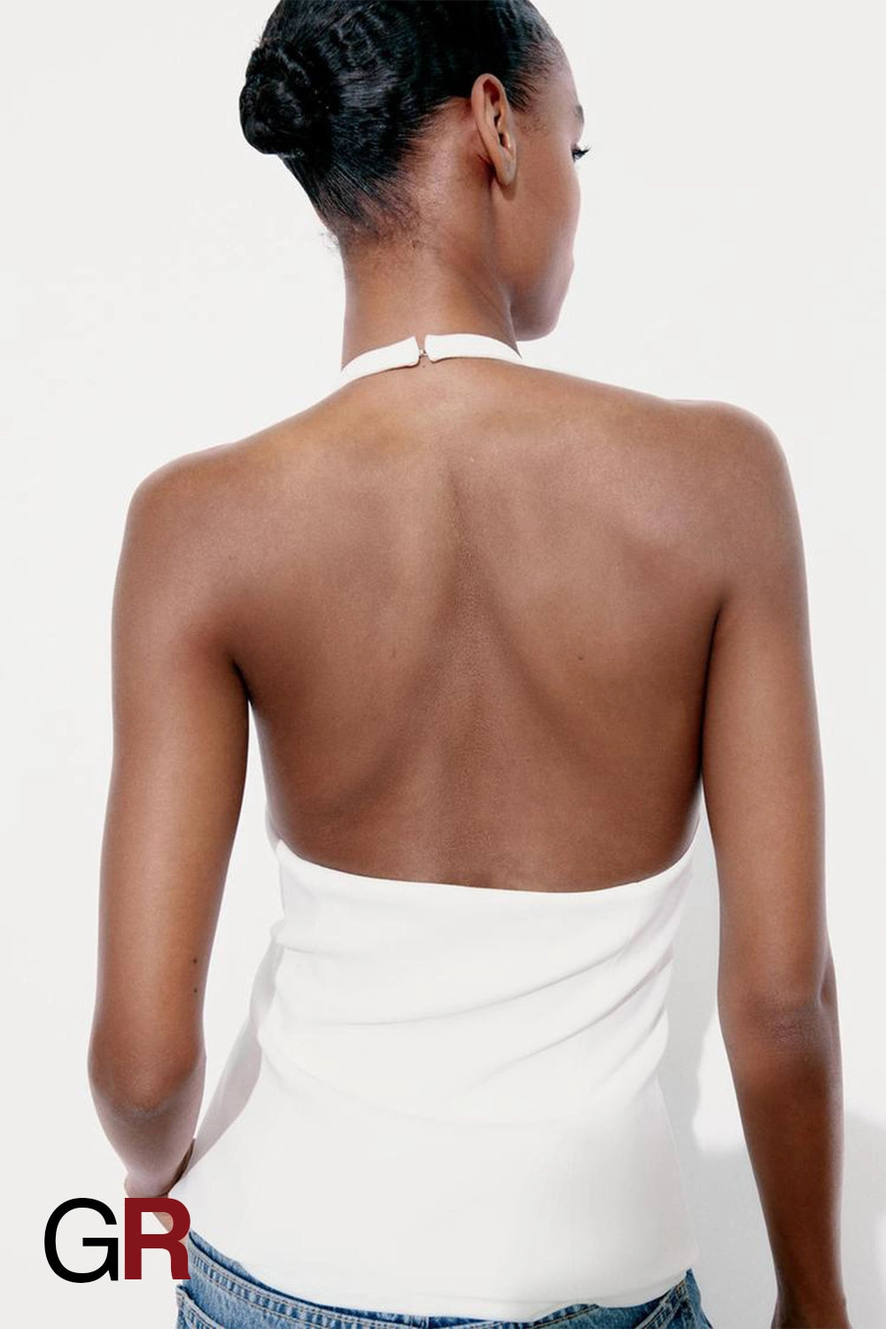 Bowknot Decoration Hanging Collar White Top - GlamoROZ