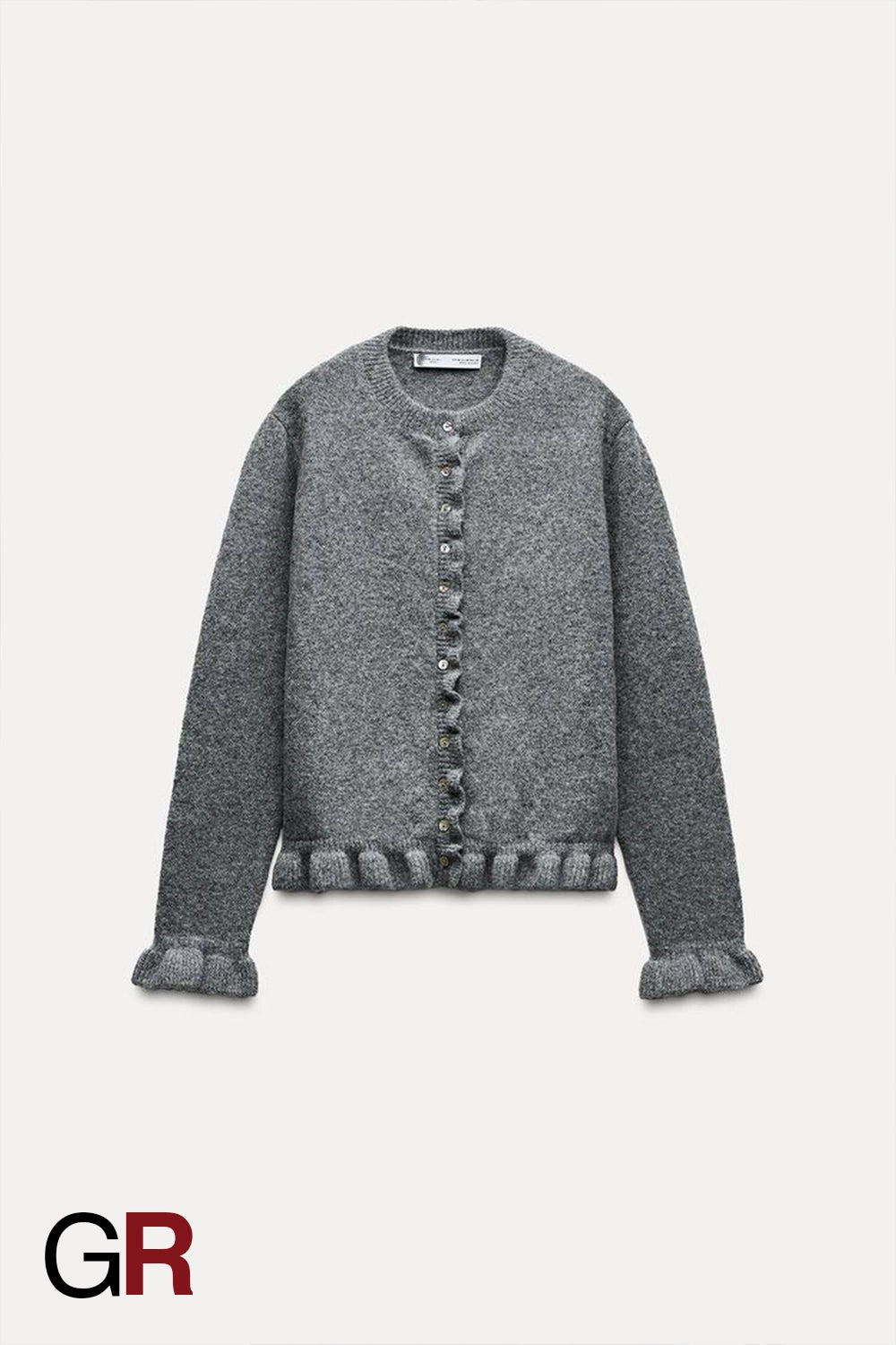 Simple Laminated Round Neck Knitted Grey Sweater - GlamoROZ