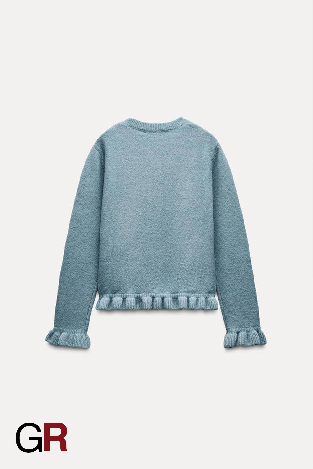 Simple Laminated Round Neck Knitted Blue Sweater - GlamoROZ