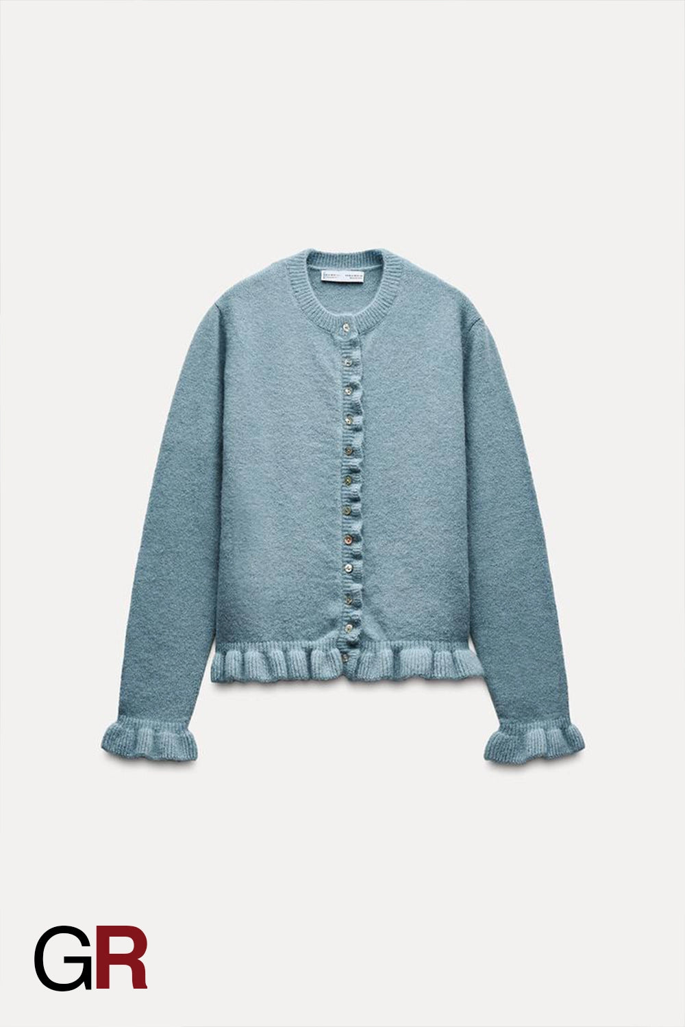 Simple Laminated Round Neck Knitted Blue Sweater - GlamoROZ