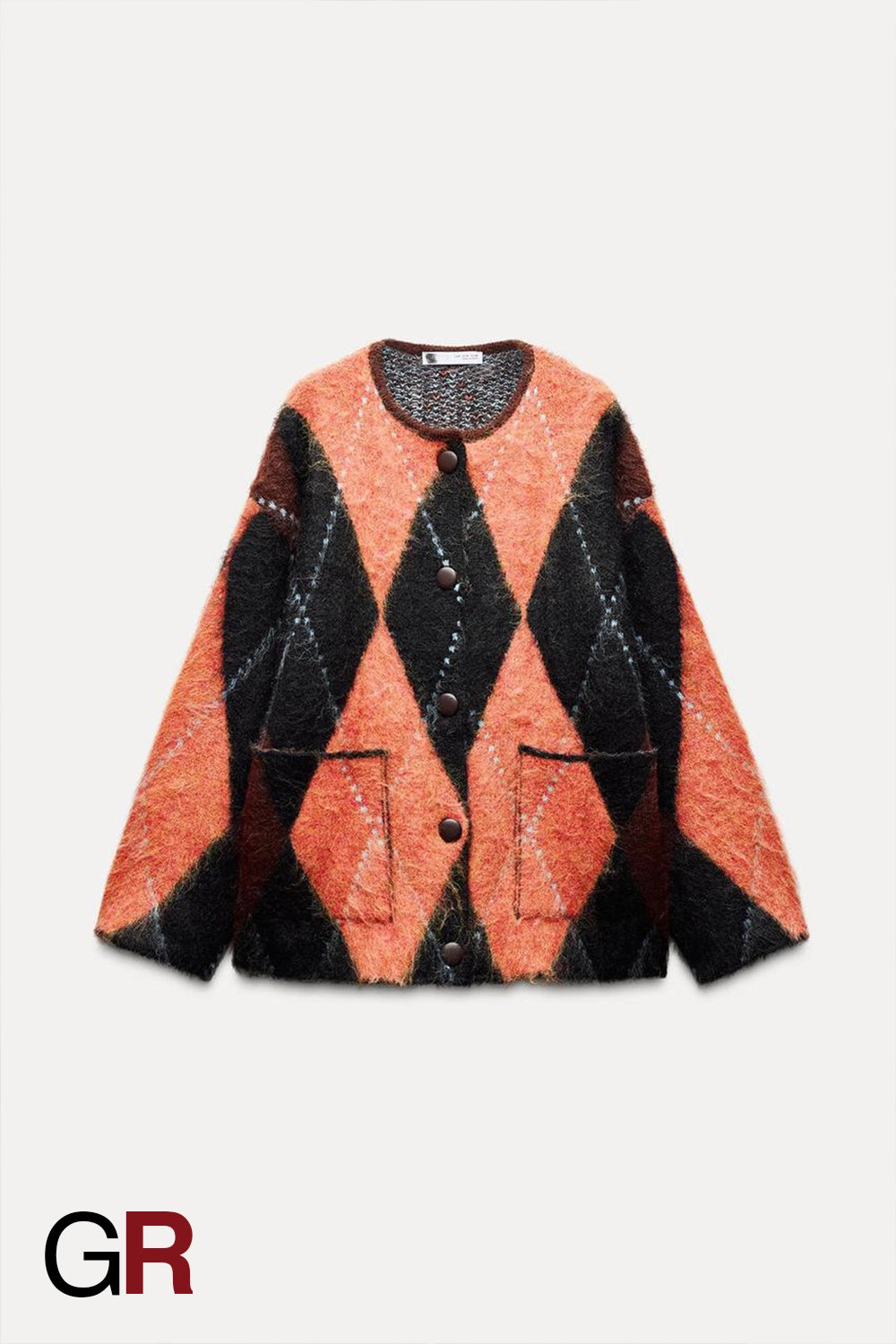 Regal Square Neck Jacquard Knit Cardigan - GlamoROZ
