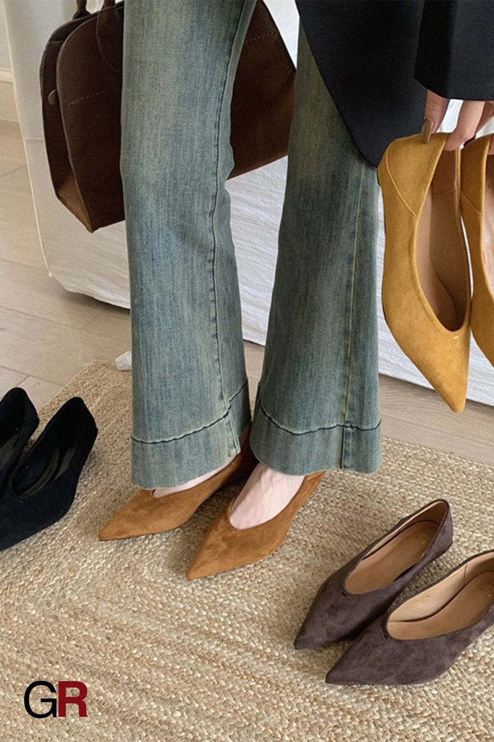 Wedge Suede Pointed Toe Pumps Women's Shoes