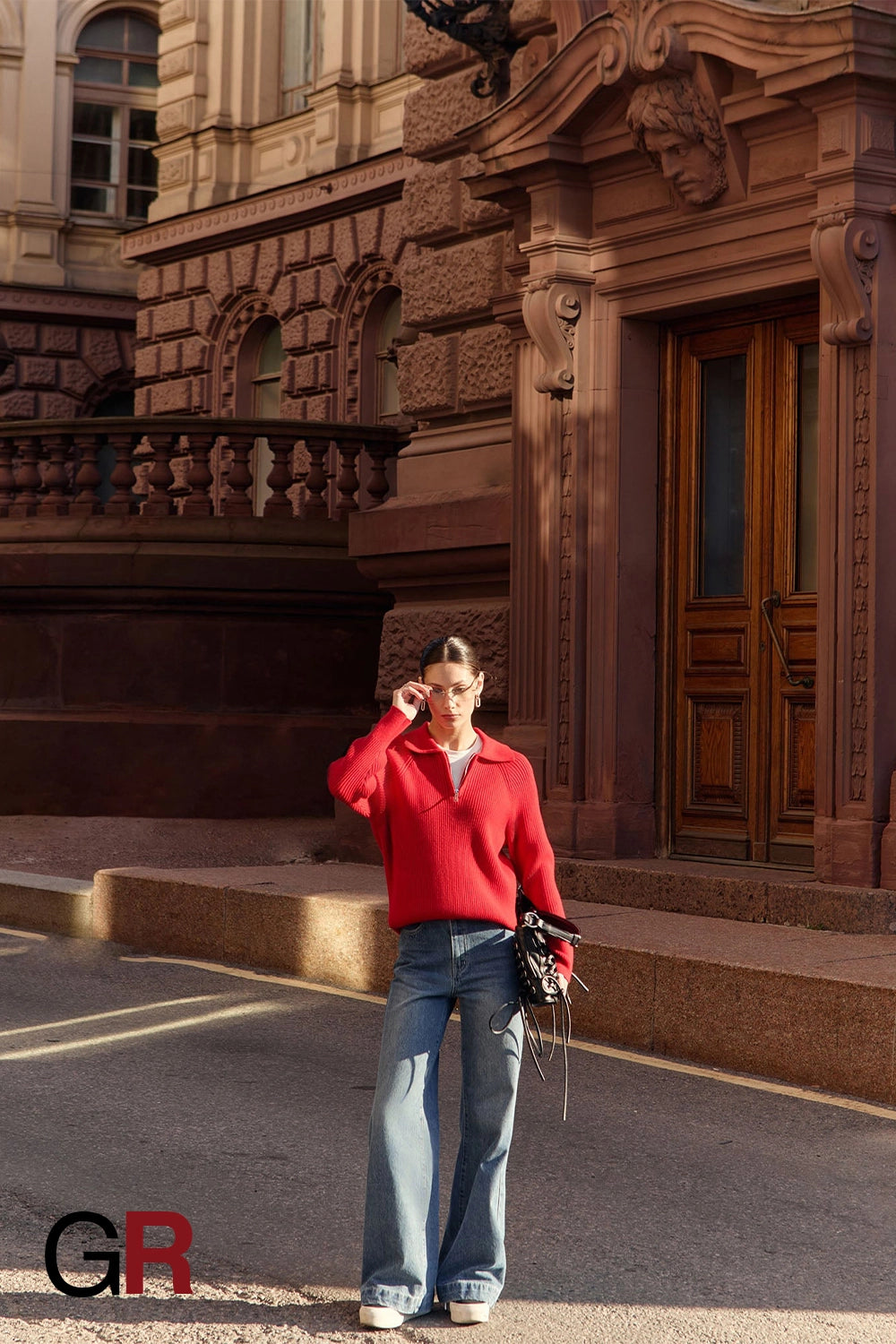 Timeless Polo Collar Knitted Red Sweater - GlamoROZ