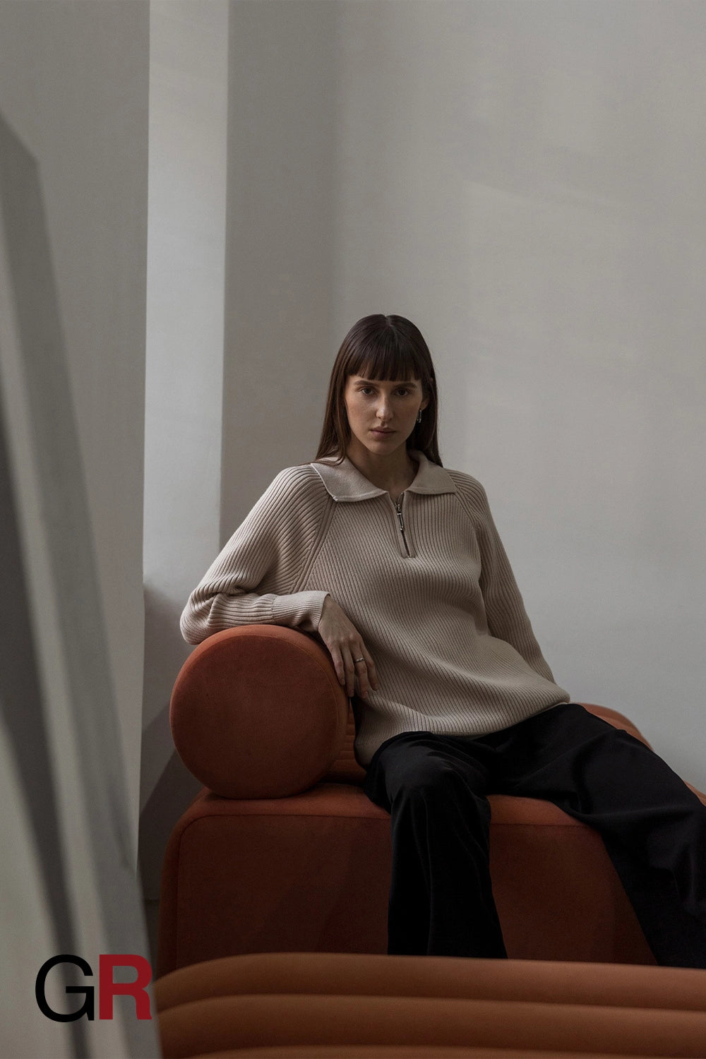 Timeless Polo Collar Knitted Beige Sweater - GlamoROZ