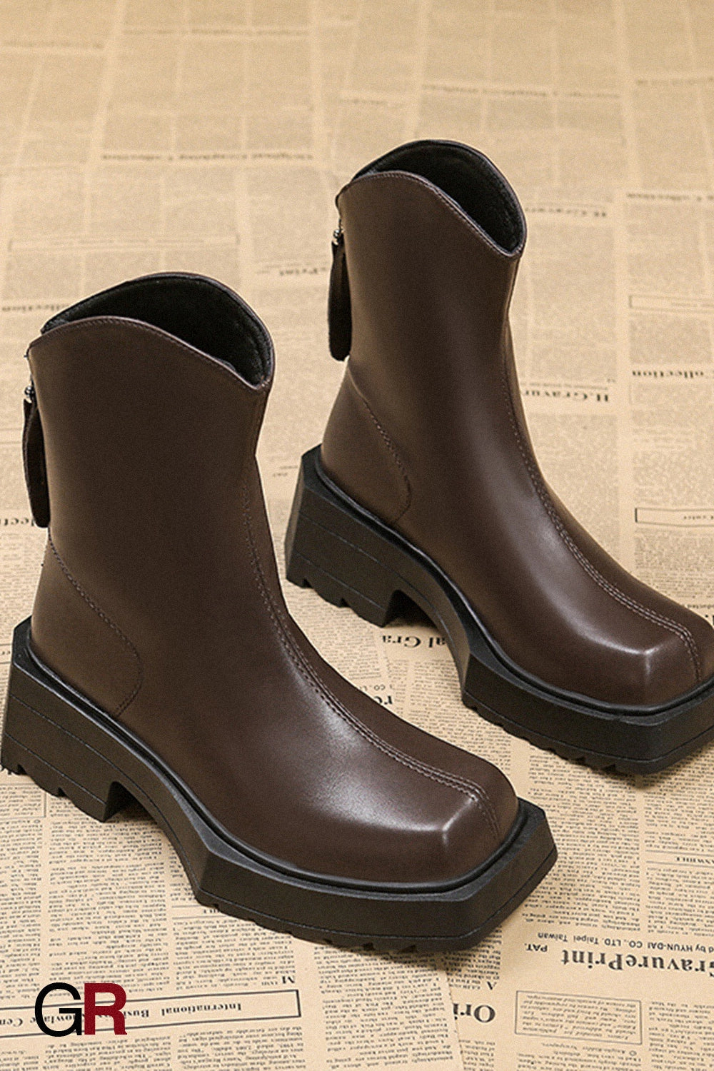 Platform Martin Boots Female Square Toe Booties
