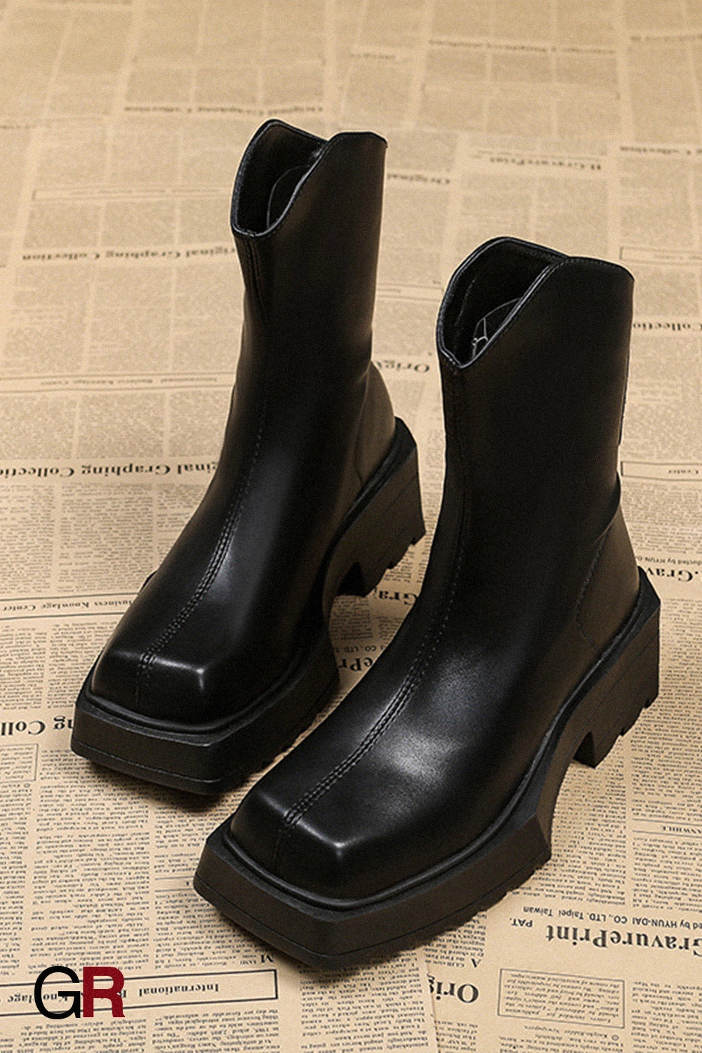 Platform Martin Boots Female Square Toe Booties