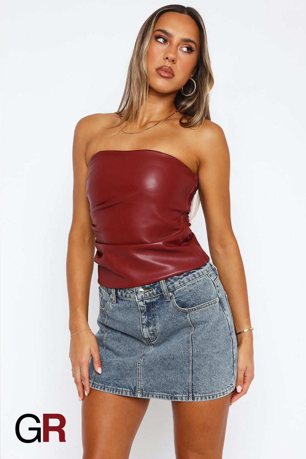 Luxe Red Leather Tank Top - GlamoROZ