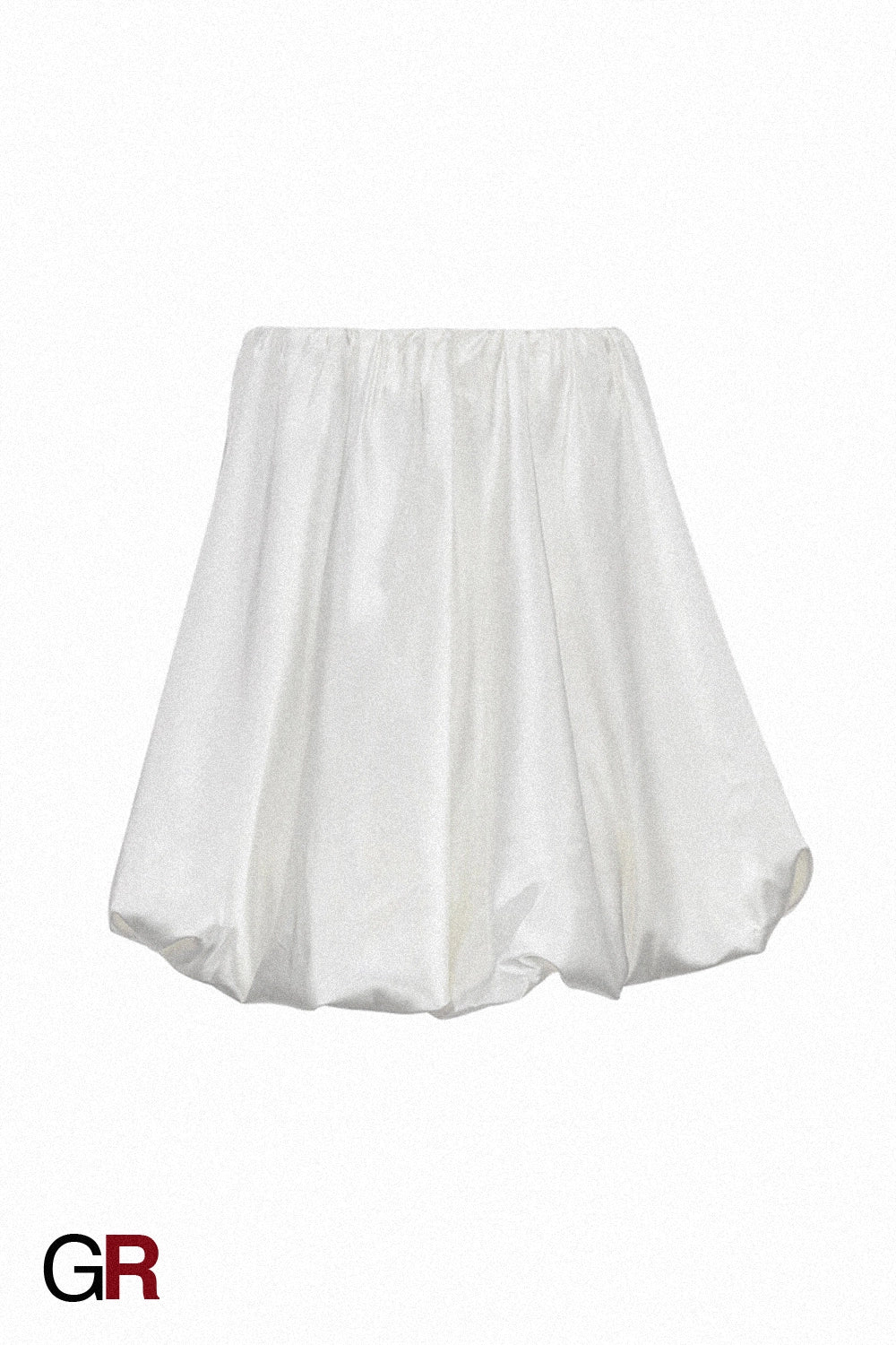 White High-waist Pleated Bubble Skirt
