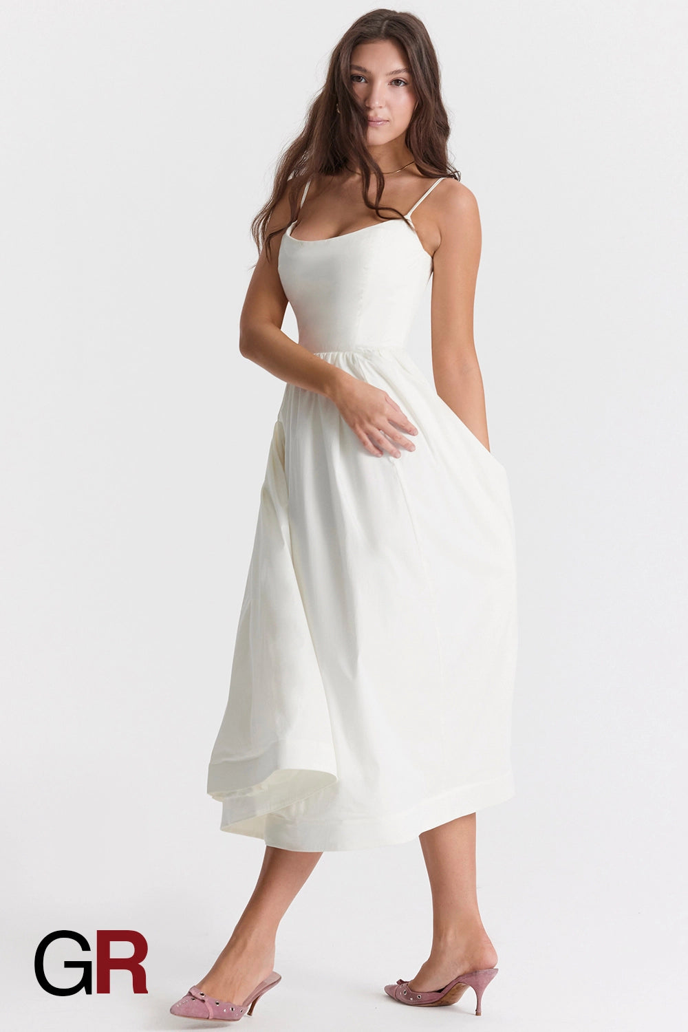 Vibrant Suspender White Dress - GlamoROZ