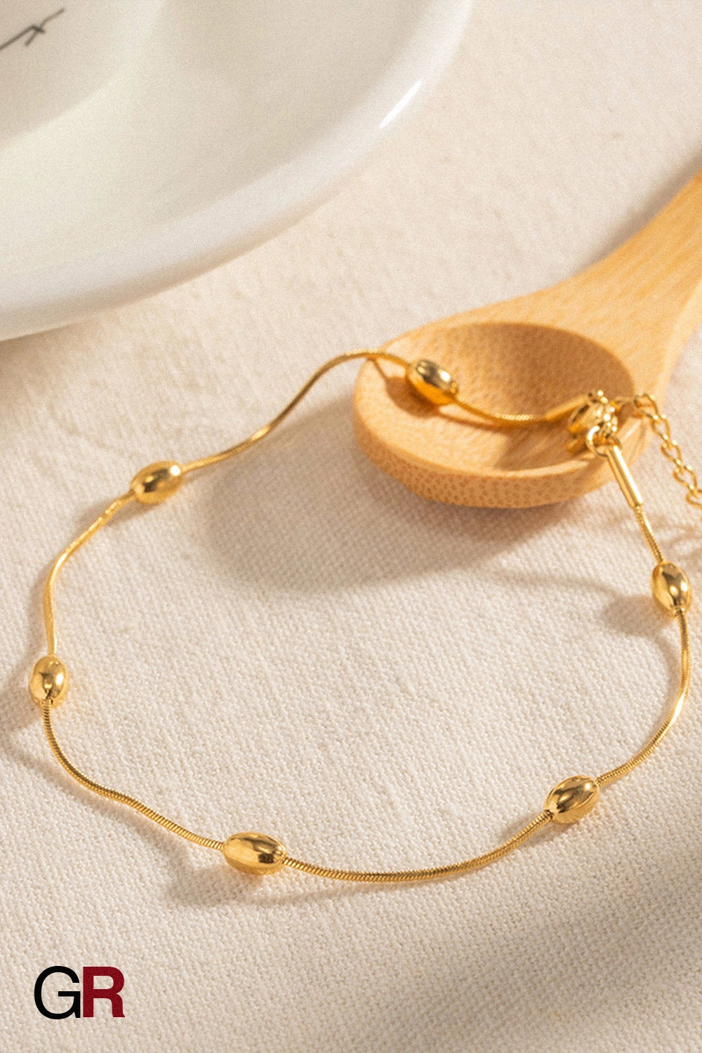Sol d’Or Minimalist Beaded Anklet