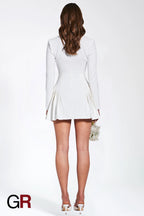 Deep V Ruffled Cardigan Dress - GlamoROZ