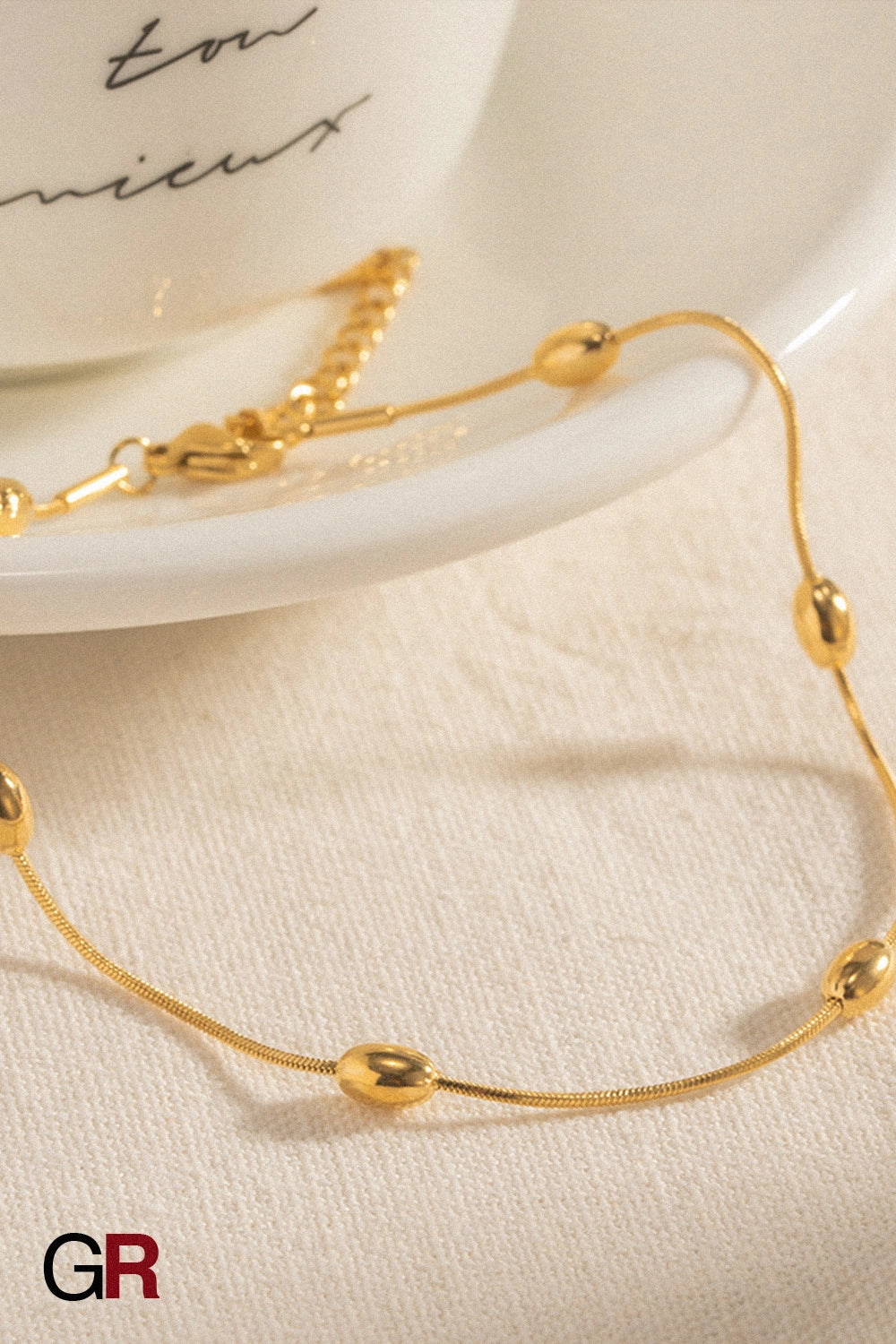 Sol d’Or Minimalist Beaded Anklet