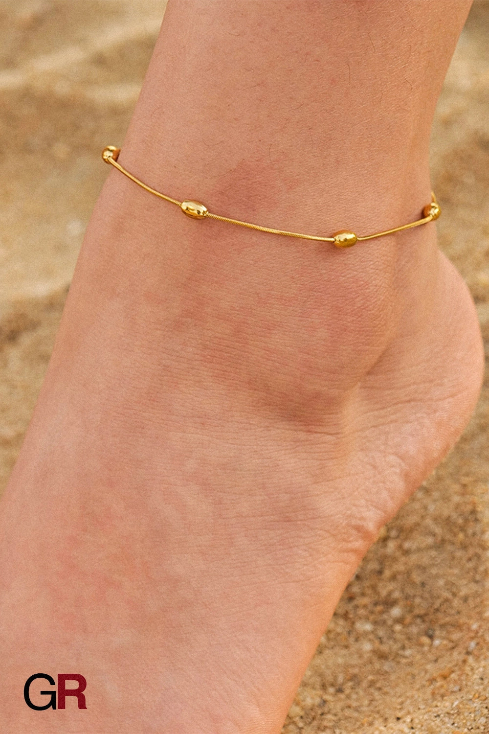 Sol d’Or Minimalist Beaded Anklet