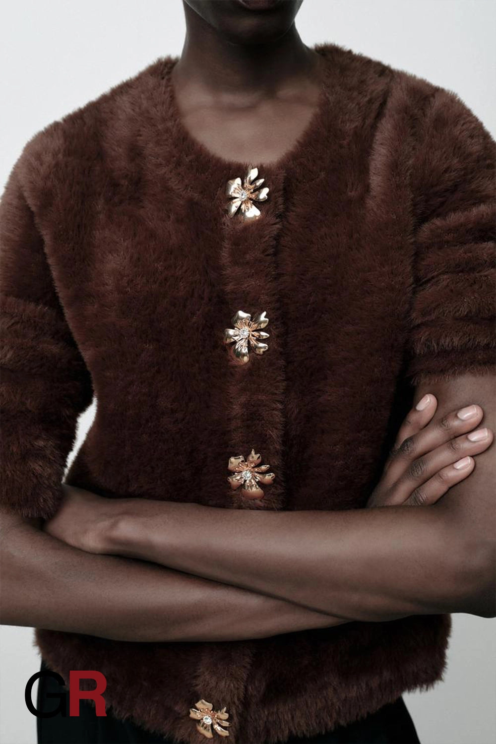 Luxe Faux Fur Trimmed Knitted Sweater - GlamoROZ