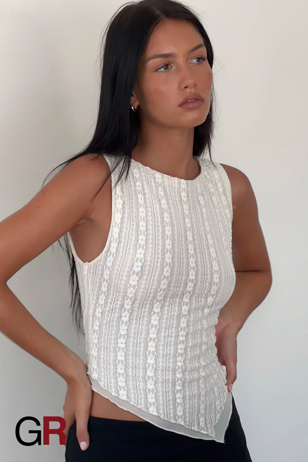 Chic Texture Irregular Hem Vest - GlamoROZ