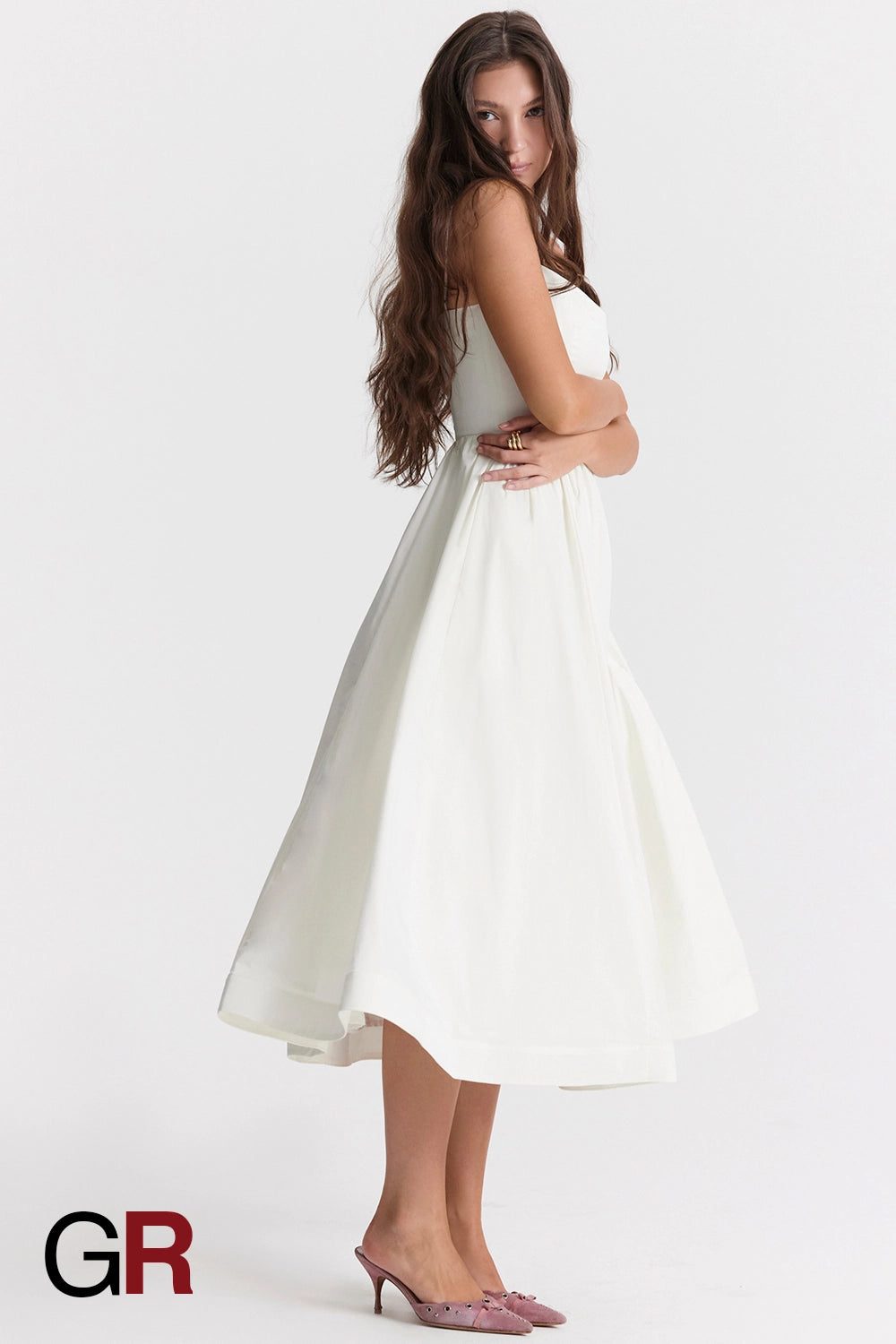 Vibrant Suspender White Dress - GlamoROZ