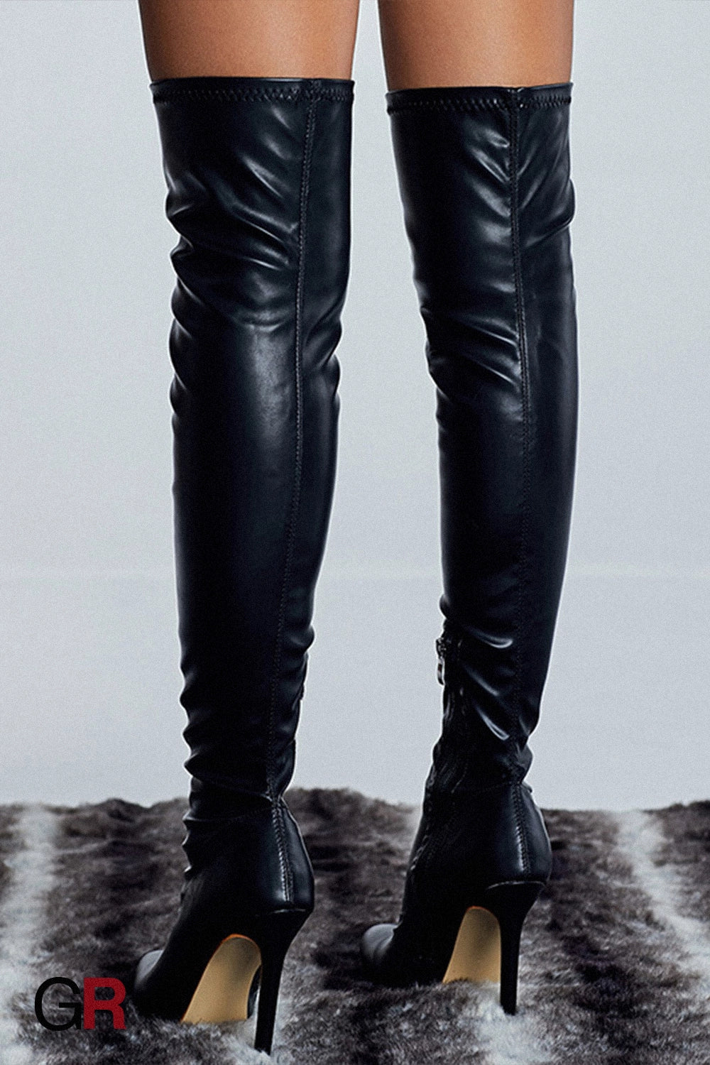 Women's Over Knee Boots Leather Stiletto Heel