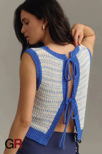 Chic Lace-Up Knitted Vest Top - GlamoROZ