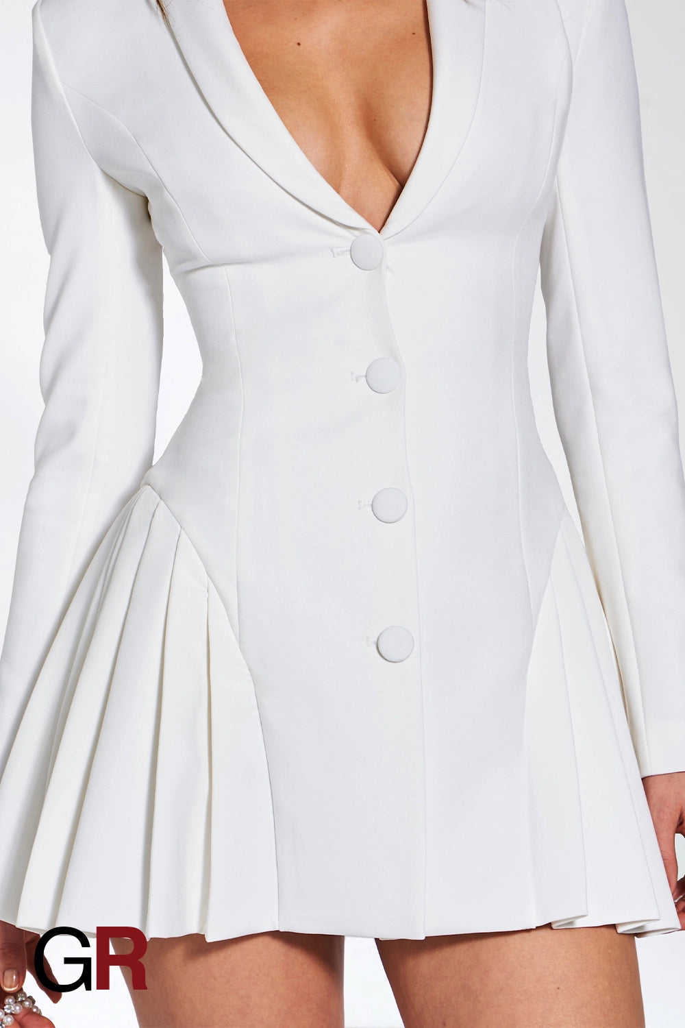 Deep V Ruffled Cardigan Dress - GlamoROZ