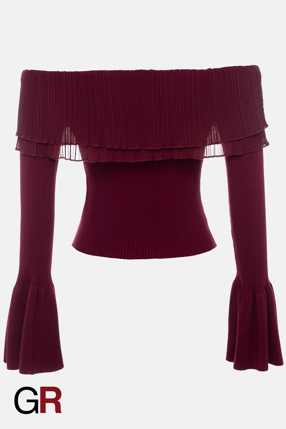 Opulent Red Off-Shoulder Knitwear - GlamoROZ