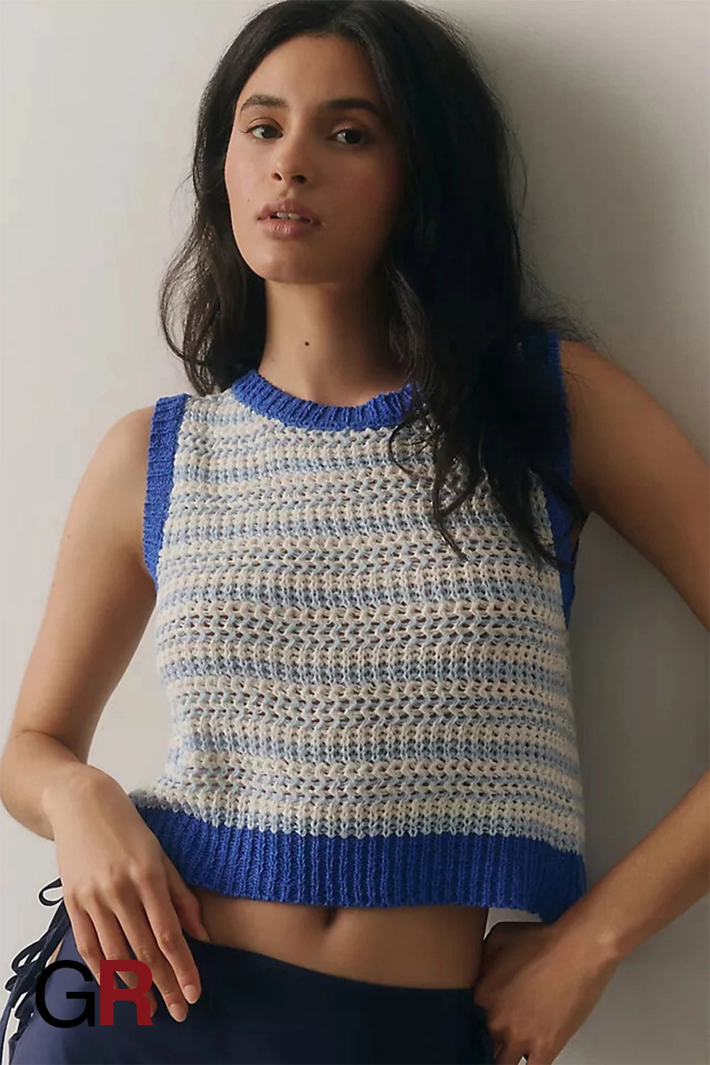 Chic Lace-Up Knitted Vest Top - GlamoROZ