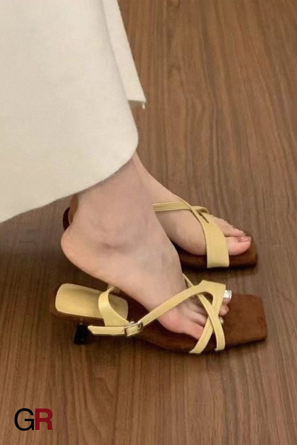 Summer Handmade Women's Shoes Retro Square Head
