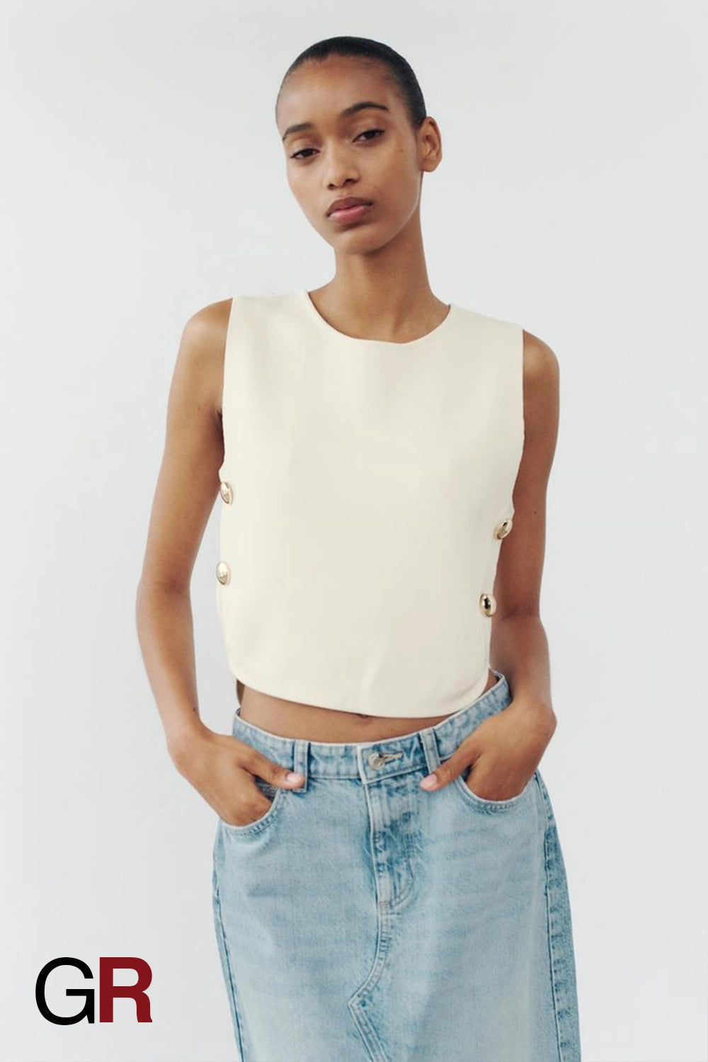Elegant Side-Button Knit Top - GlamoROZ