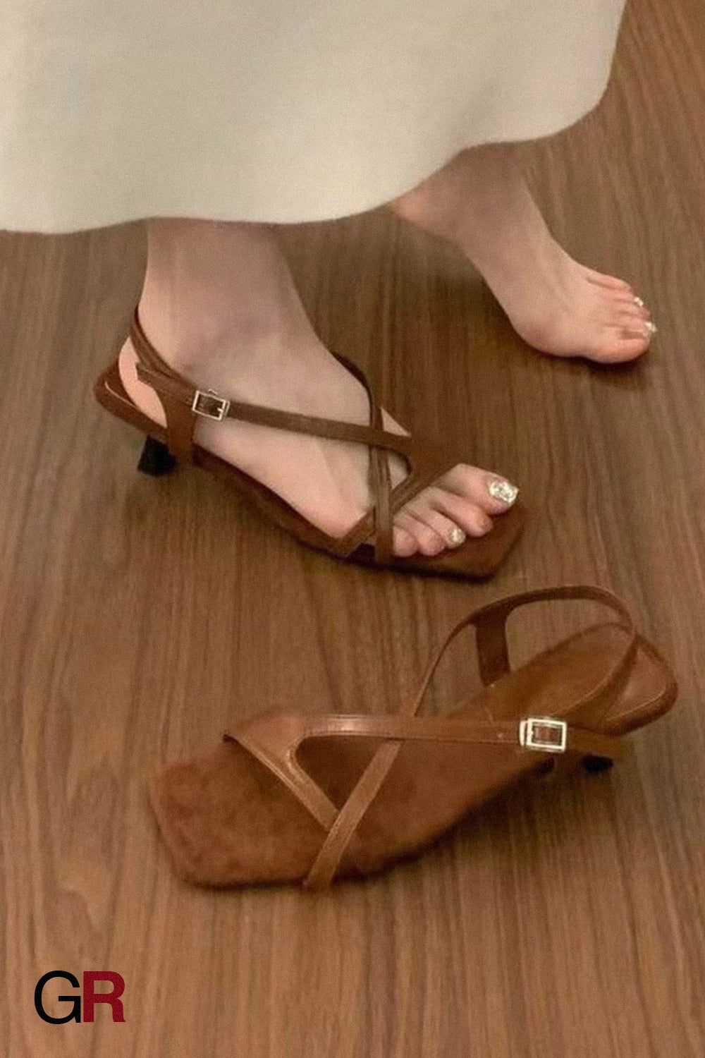 Summer Handmade Women's Shoes Retro Square Head