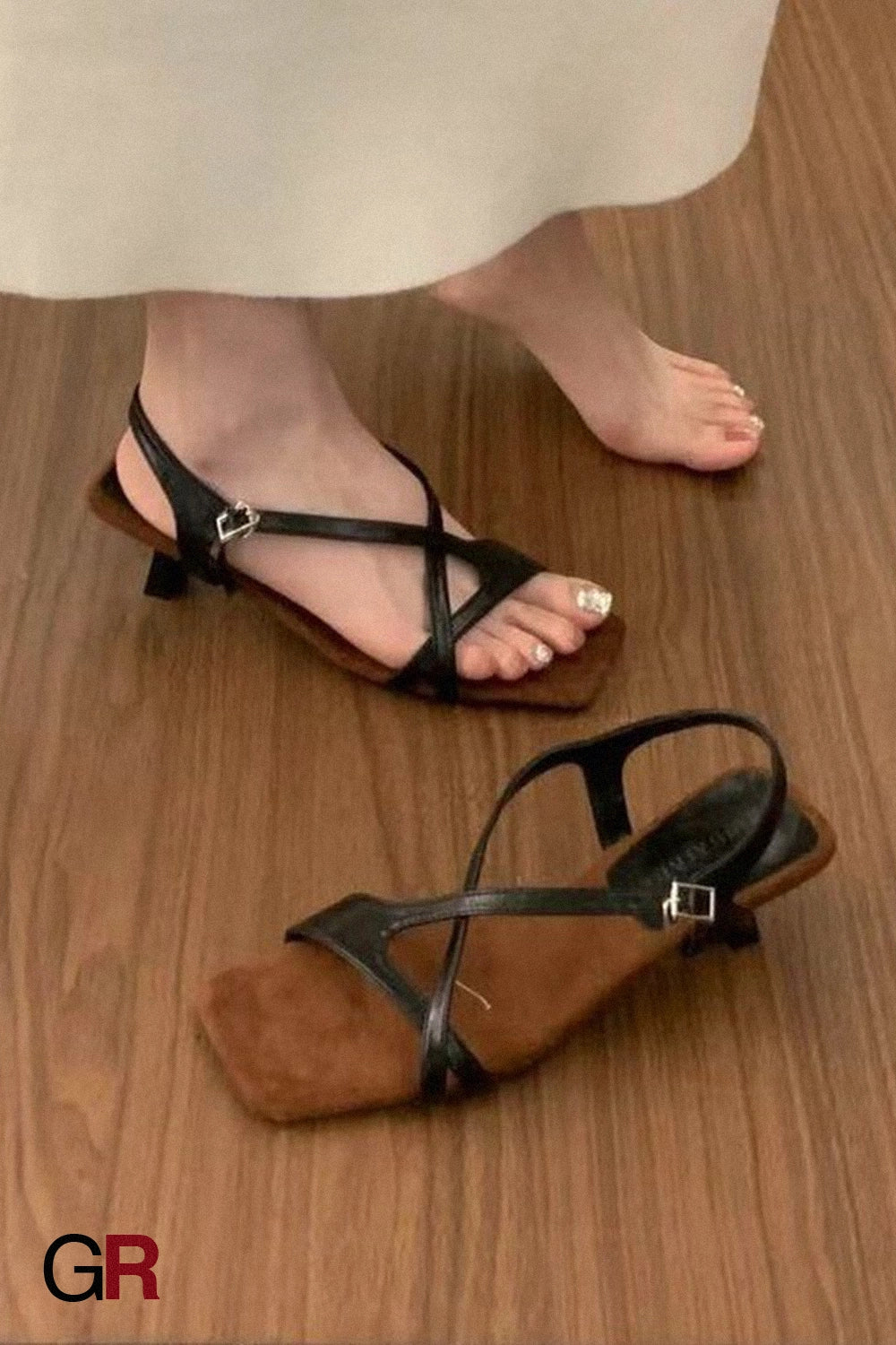 Summer Handmade Women's Shoes Retro Square Head