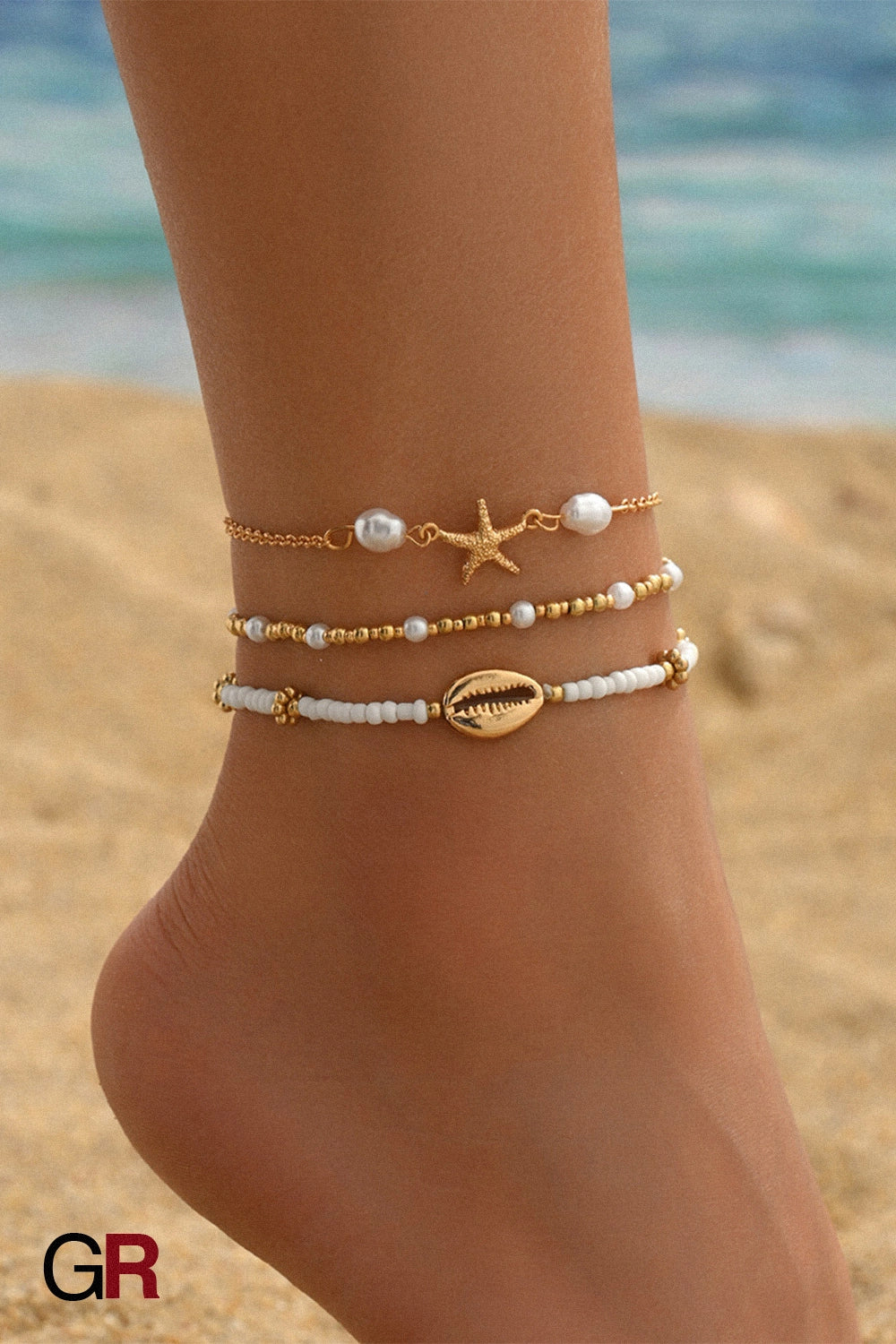 Étoile de Mer Layered Anklet Set